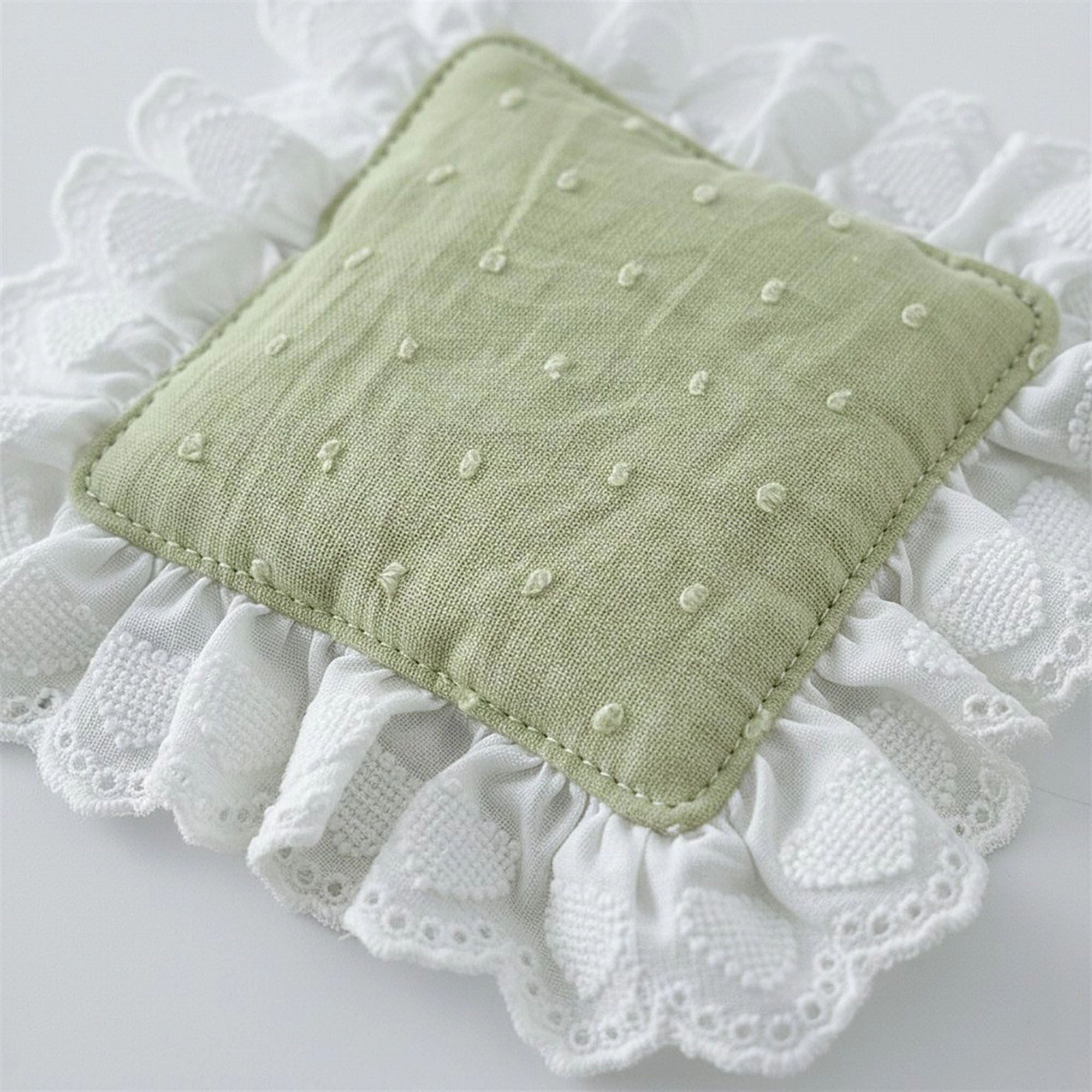 Alilang Unisex 2-PC Lace Trim Square Fabric Cup Coaster with Soft Padded Center and Embroidered Detail