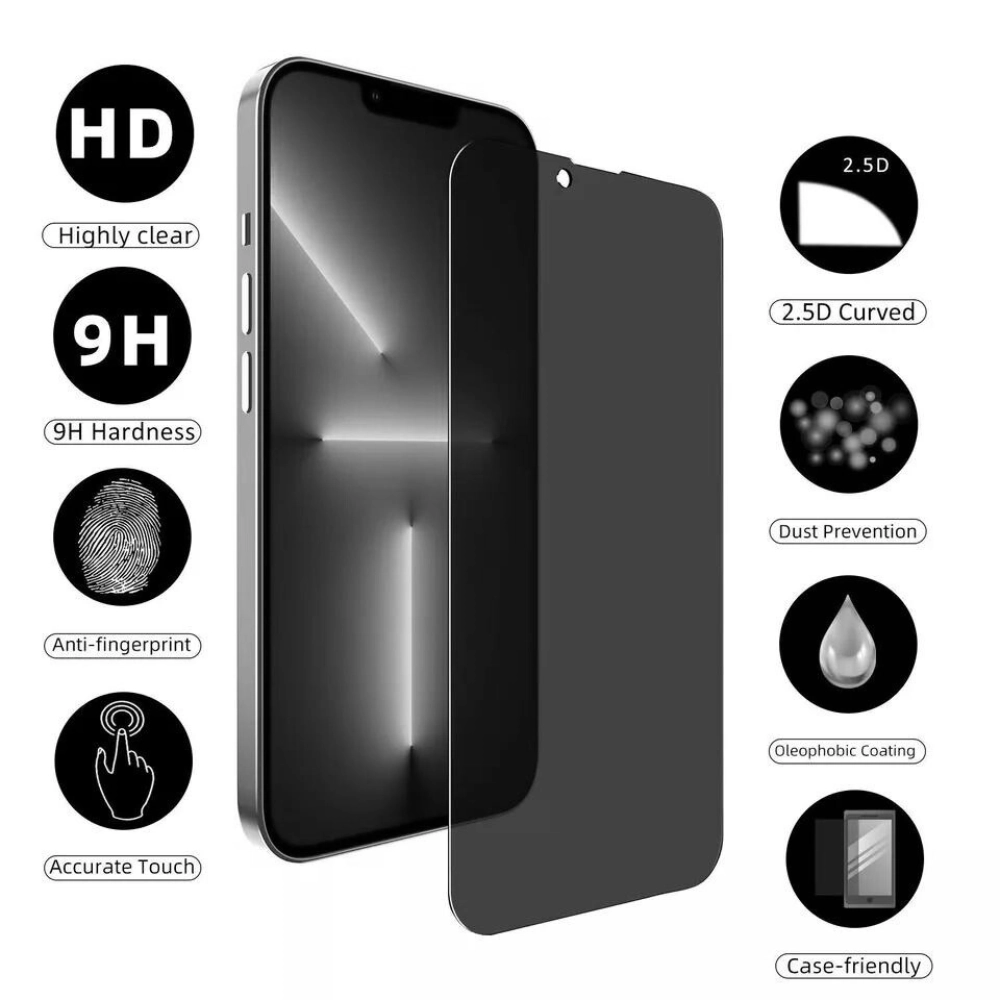 Qixxronics Privacy Screen Protector iPhone 13 Mini Tempered Glass 9H Hardness 3pack