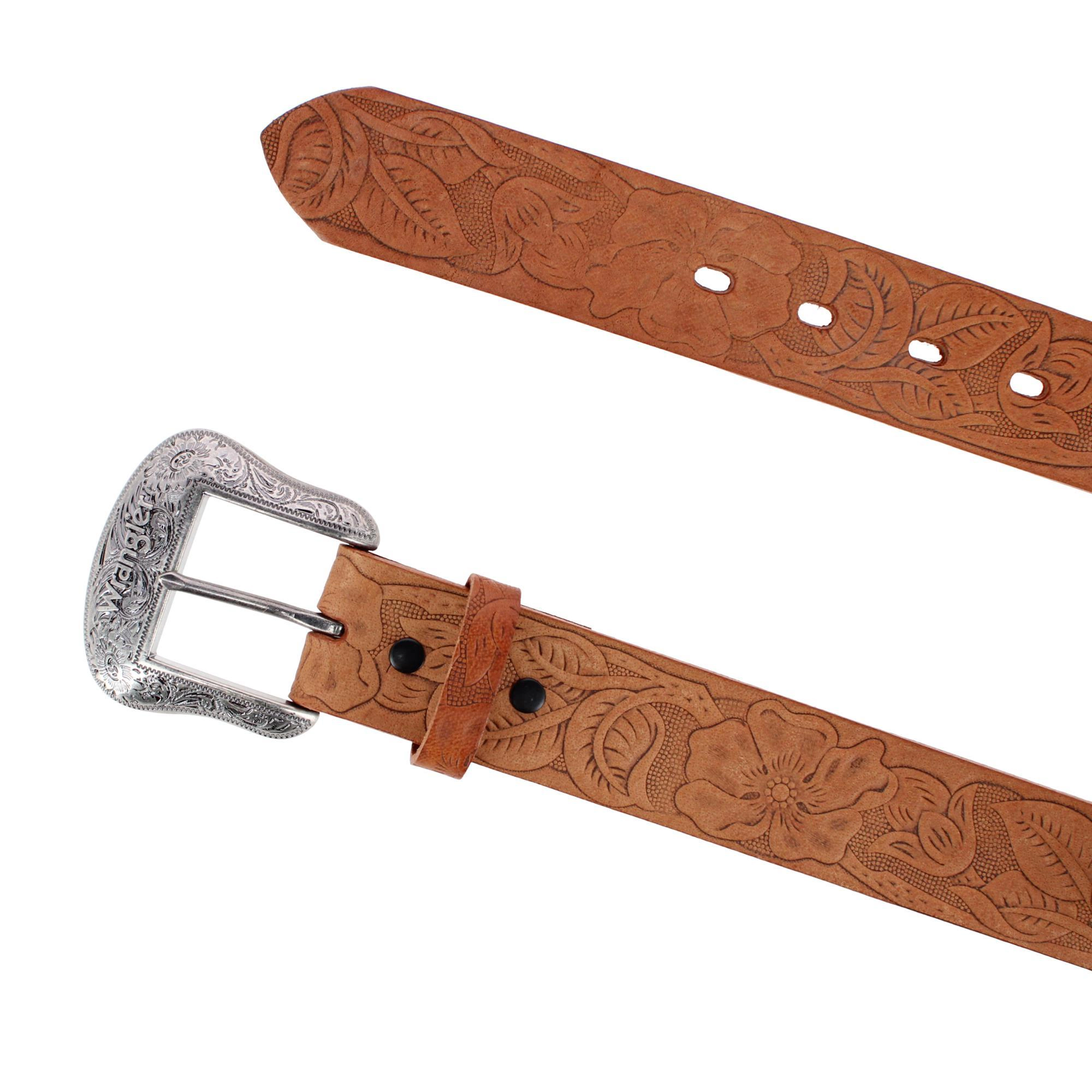 Wrangler Women's 1.5 Inch Floral Emboss Leather Belt