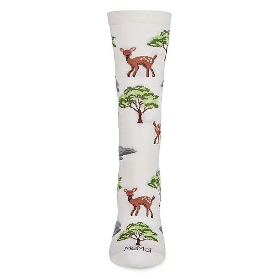MeMoi Oh Deer Bamboo Blend Crew Socks