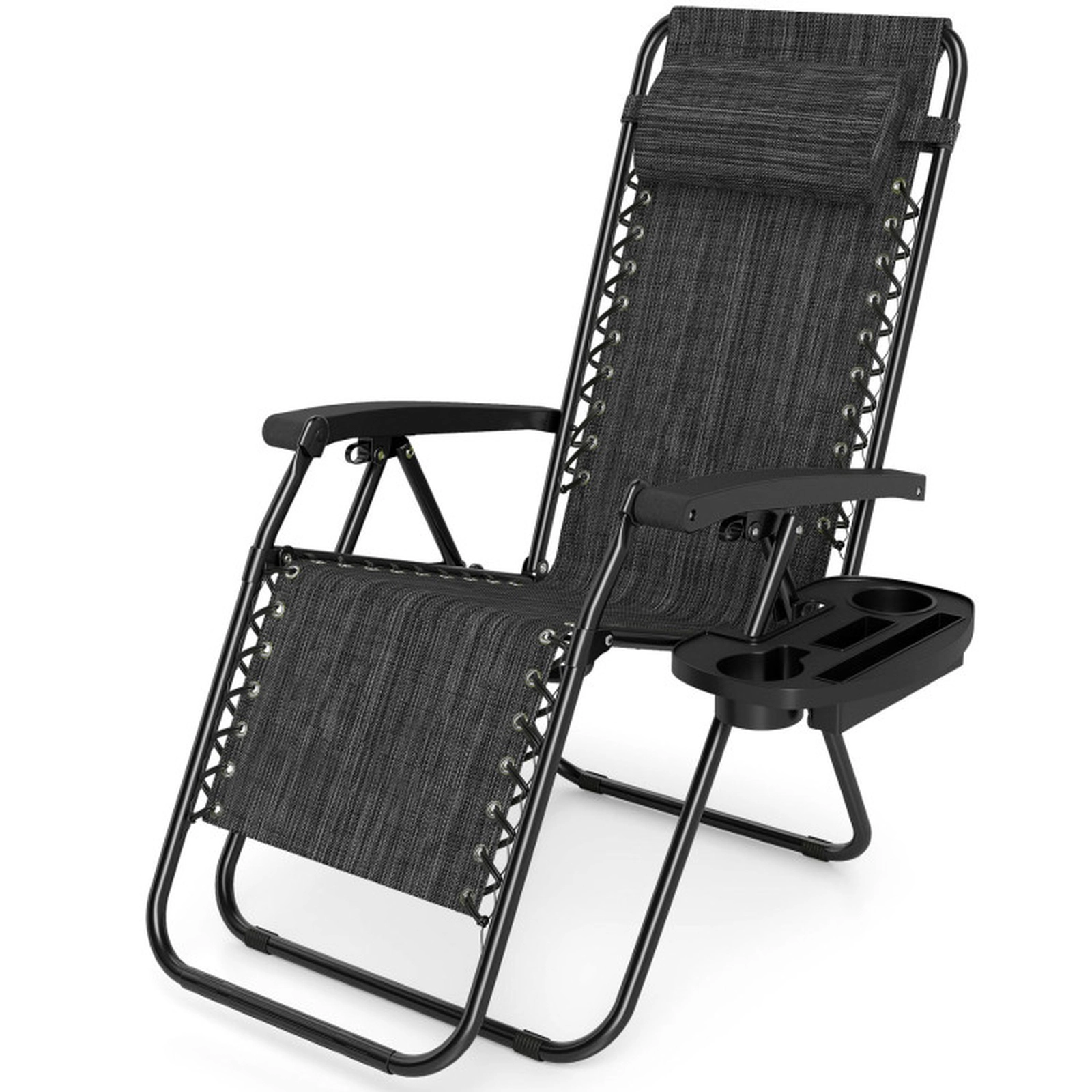 SUGIFT Portable Zero Gravity Folding Recliner Chair with Side Tray 250-lb Capacity Gray