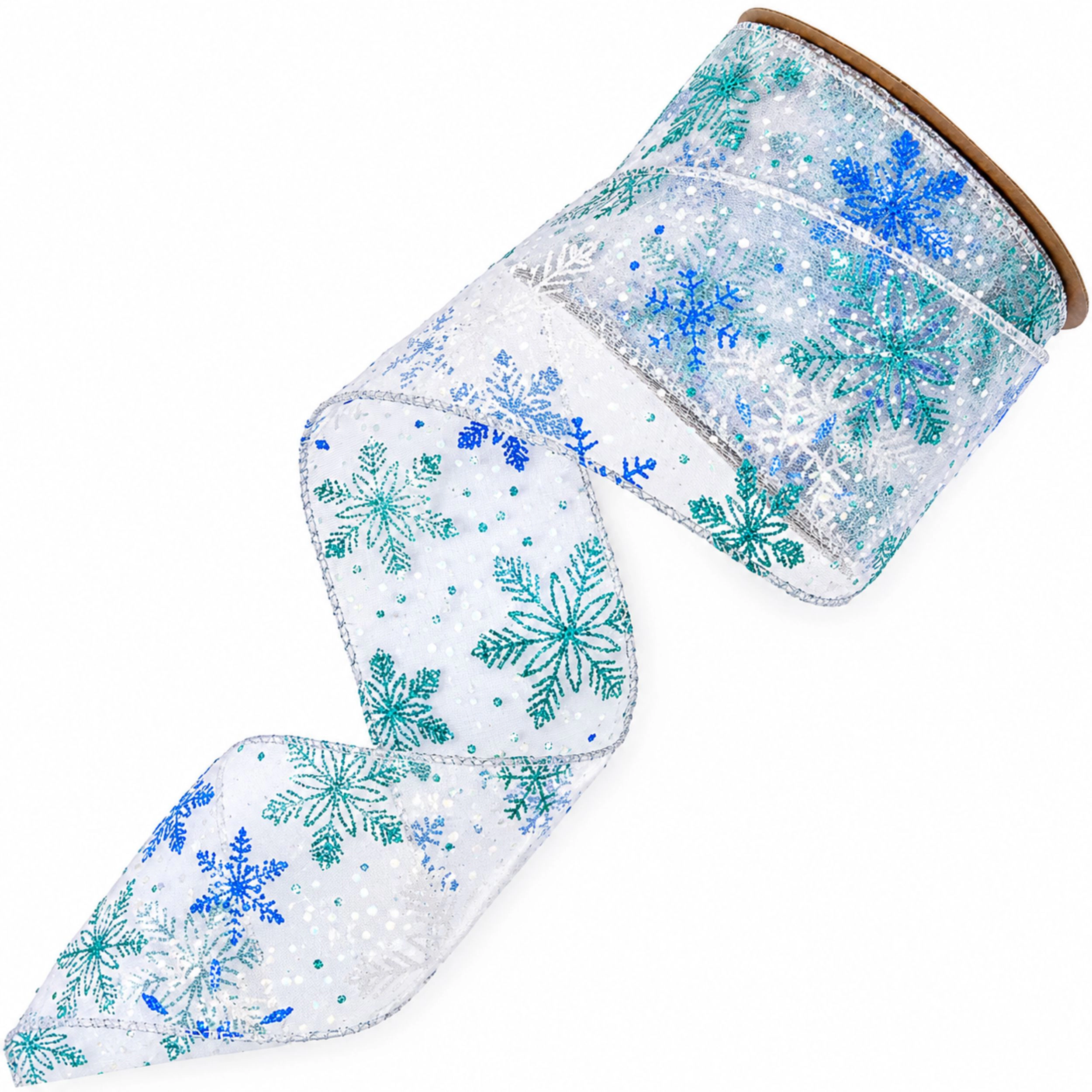 Home Collection 2.5" Wired Glitter Snowflake Christmas Ribbon 10 Yards