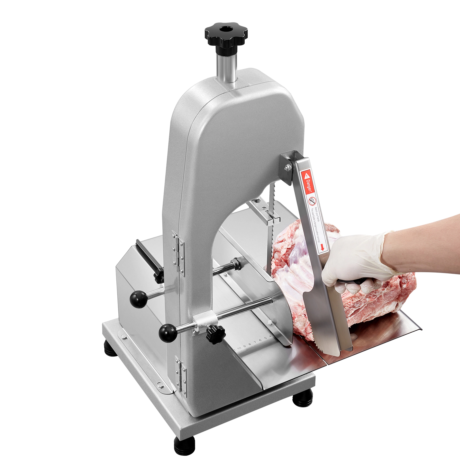 HONGGE Commercial Electric Meat Bandsaw, Stainless Steel Countertop Sawing Machine, Max Cutting Thickness