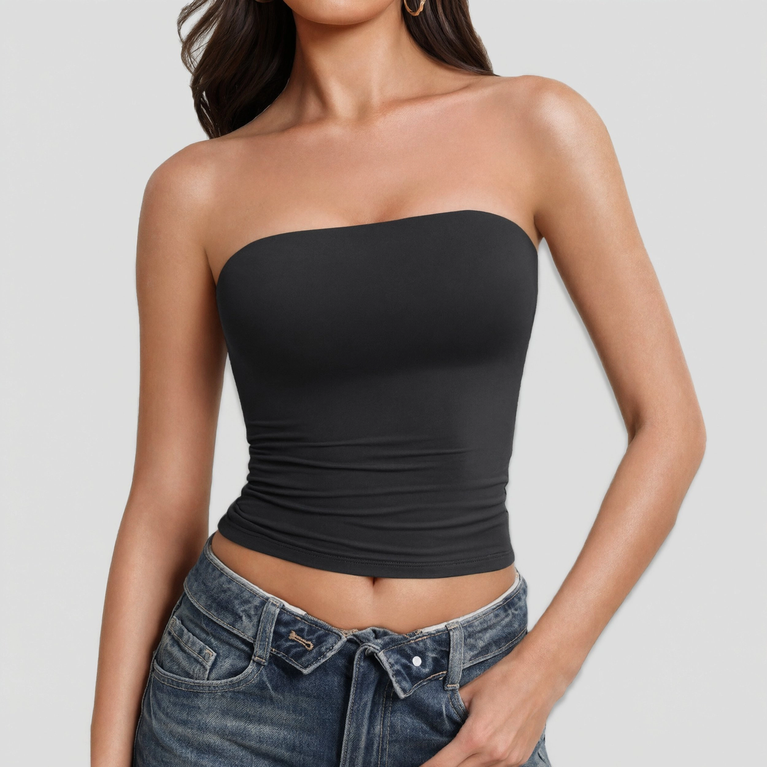 Avidlove Women's Double Lined Crop Bandeau Strapless Tube Top