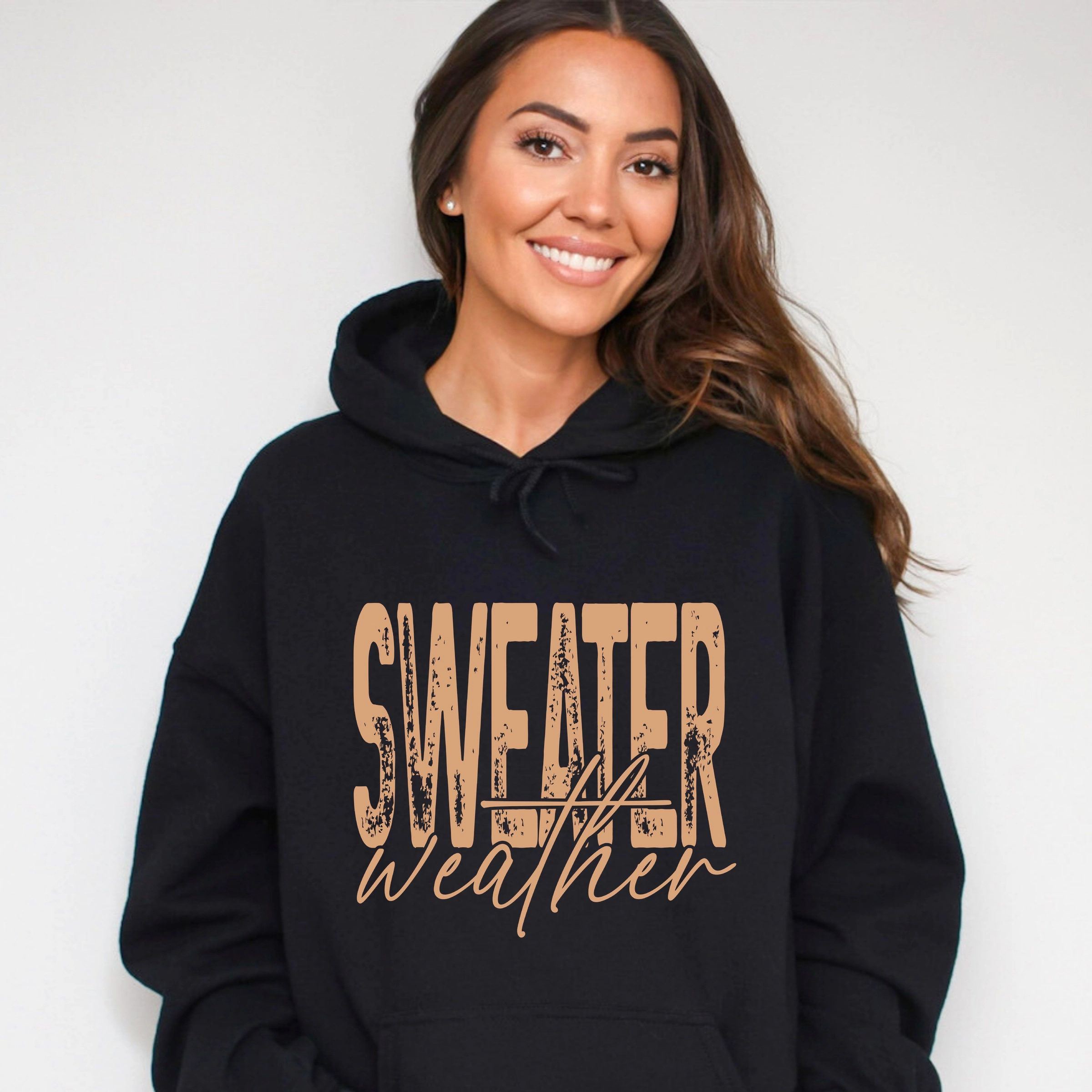Simply Sage Market - Women's Graphic Hoodie Sweater Weather Blocky Script