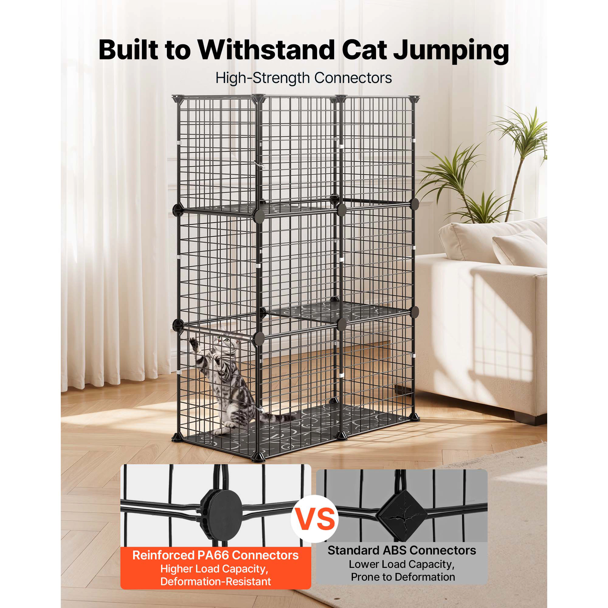 HONGGE Cat Cage DIY Cat Playpen Indoor Enclosure Detachable Metal Wire Kennel Crate with Large Exercise Place Ideal for