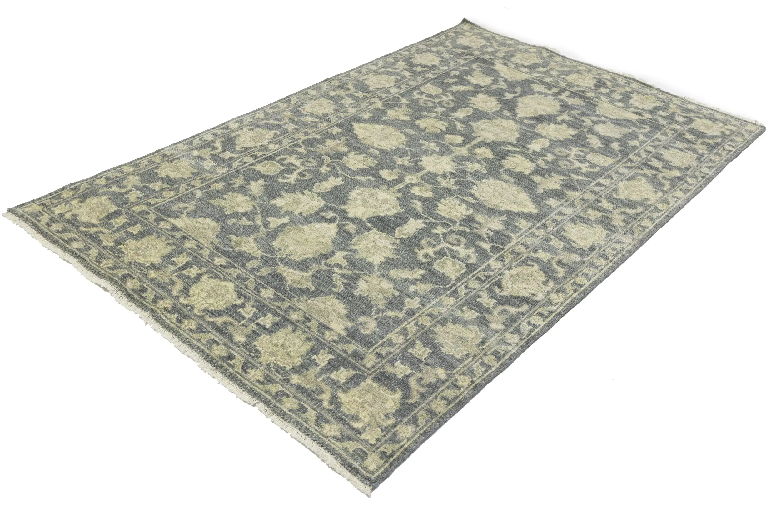 Magic Rugs Muted Dark Slate Floral 5X8 Transitional Oriental Rug