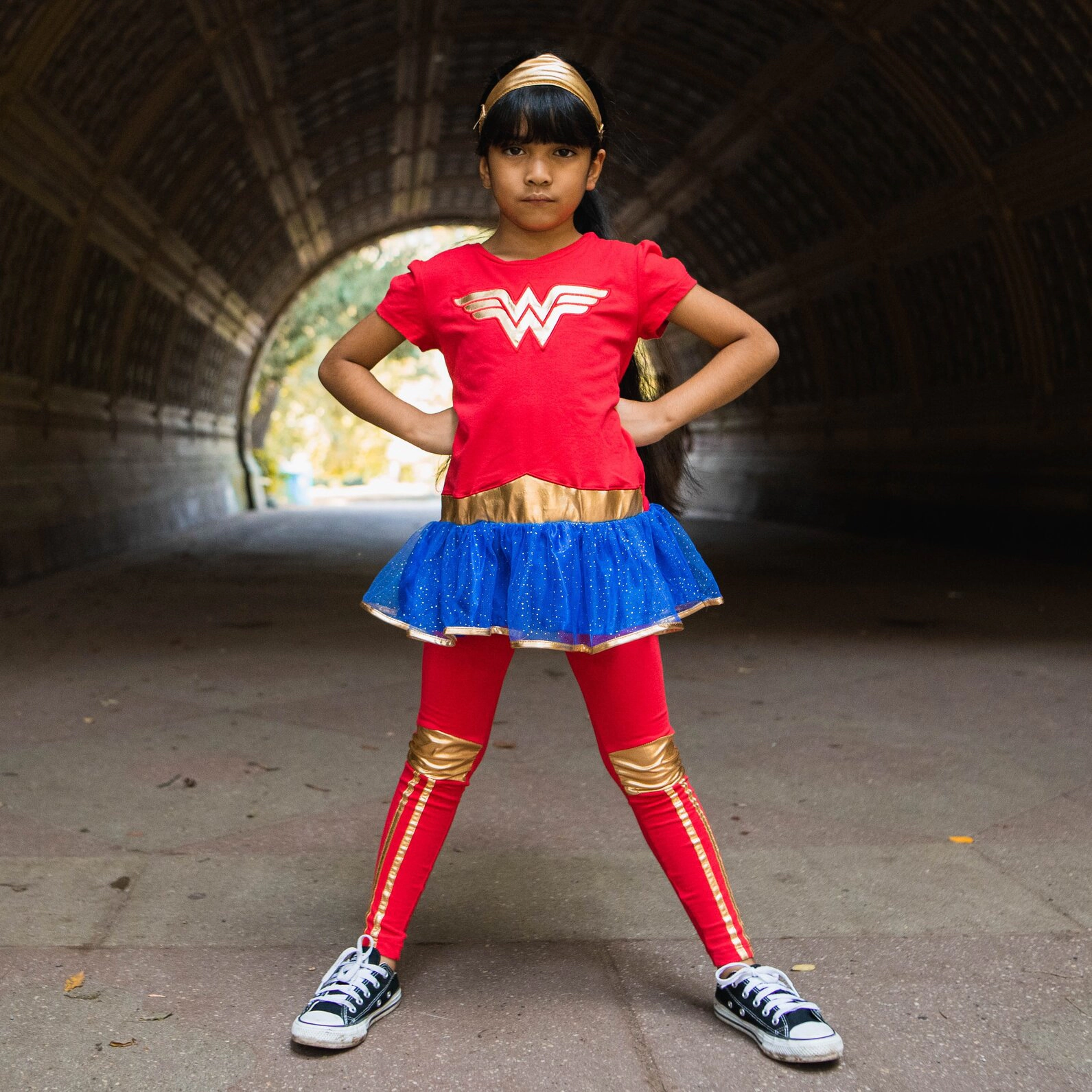 DC Comics Justice League Wonder Woman Girls' Cosplay Tutu Top and Leggings Set