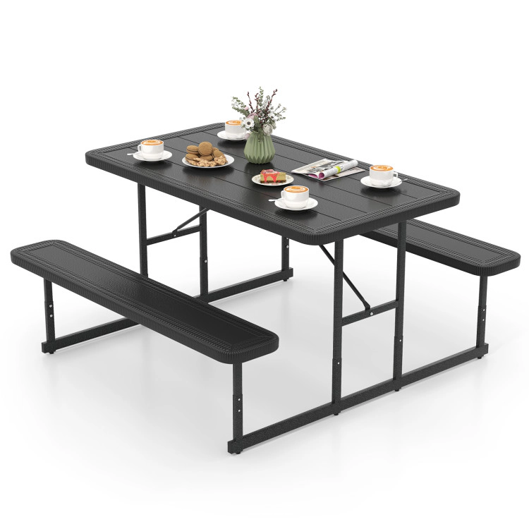 Hivvago Picnic Table Bench Set For 2-4 People Outdoor Rectangular Camping Dining