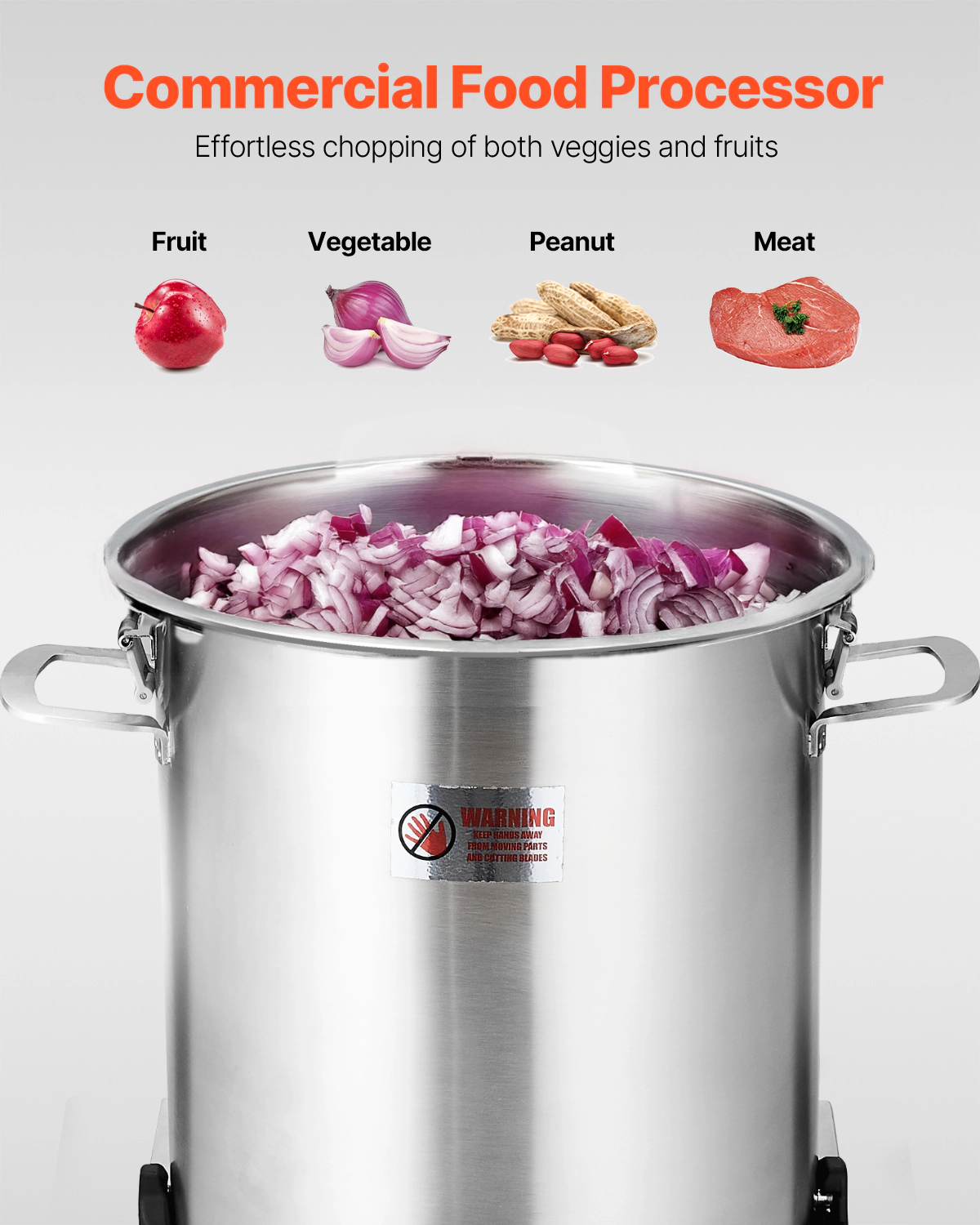 HONGGE 19-Quart Commercial Food Processor & Vegetable Chopper, 1500W Stainless Steel with S-Curve Blade