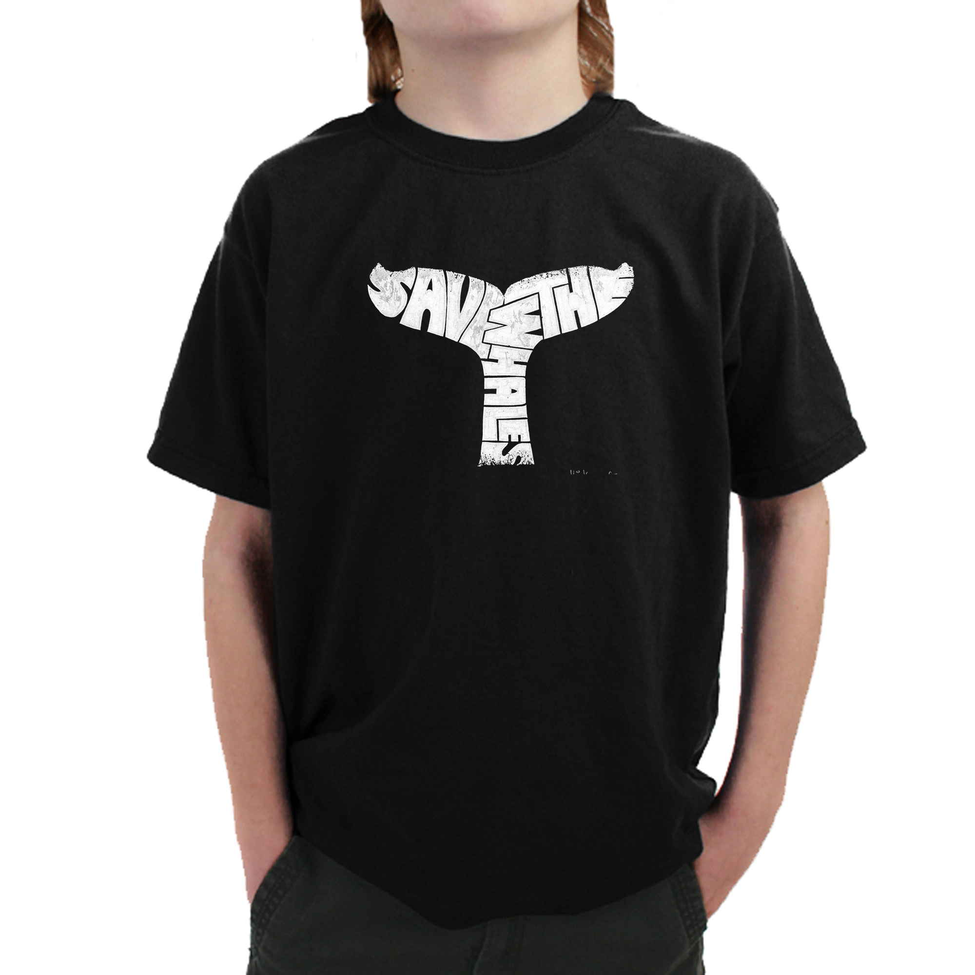 LA Pop Art Boy's Word T-Shirt - SAVE THE WHALES