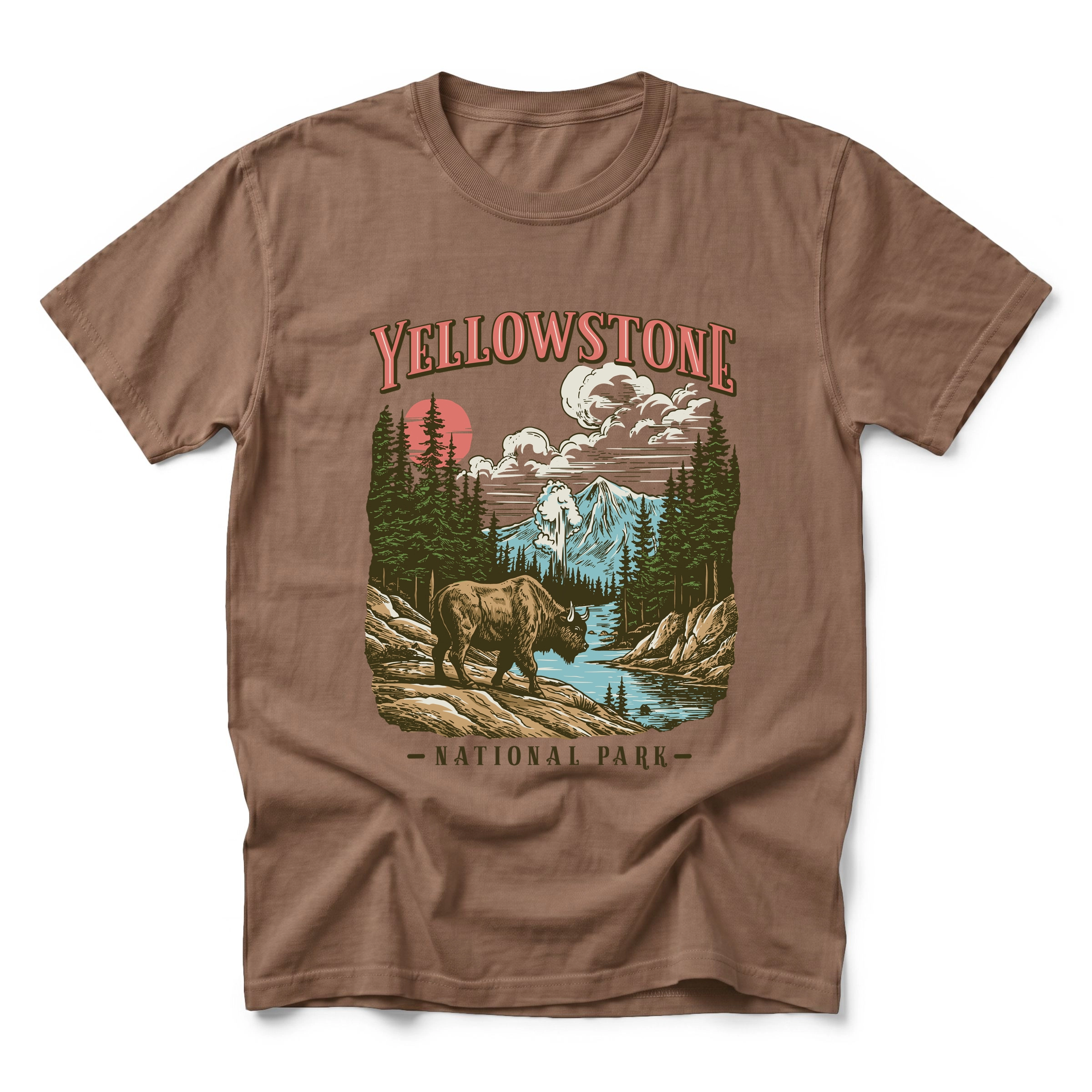 Simply Sage Market - Yellowstone National Park Buffalo Men's Garment Dyed Graphic T-Shirt