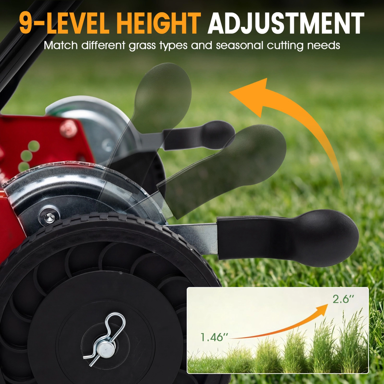 SUGIFT 18 in Push Reel Lawn Mower Red 5 Blade with Removable Grass Catcher