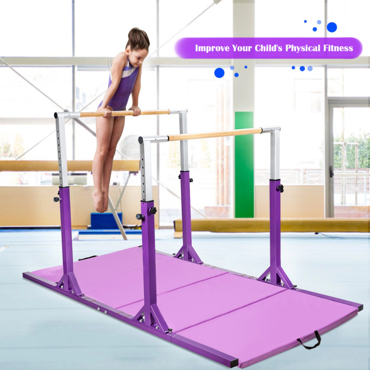 SUGIFT Purple 220-lb Capacity 11-Level 38-in to 55-in Adjustable Kids Gymnastics Double Horizontal Parallel Bars