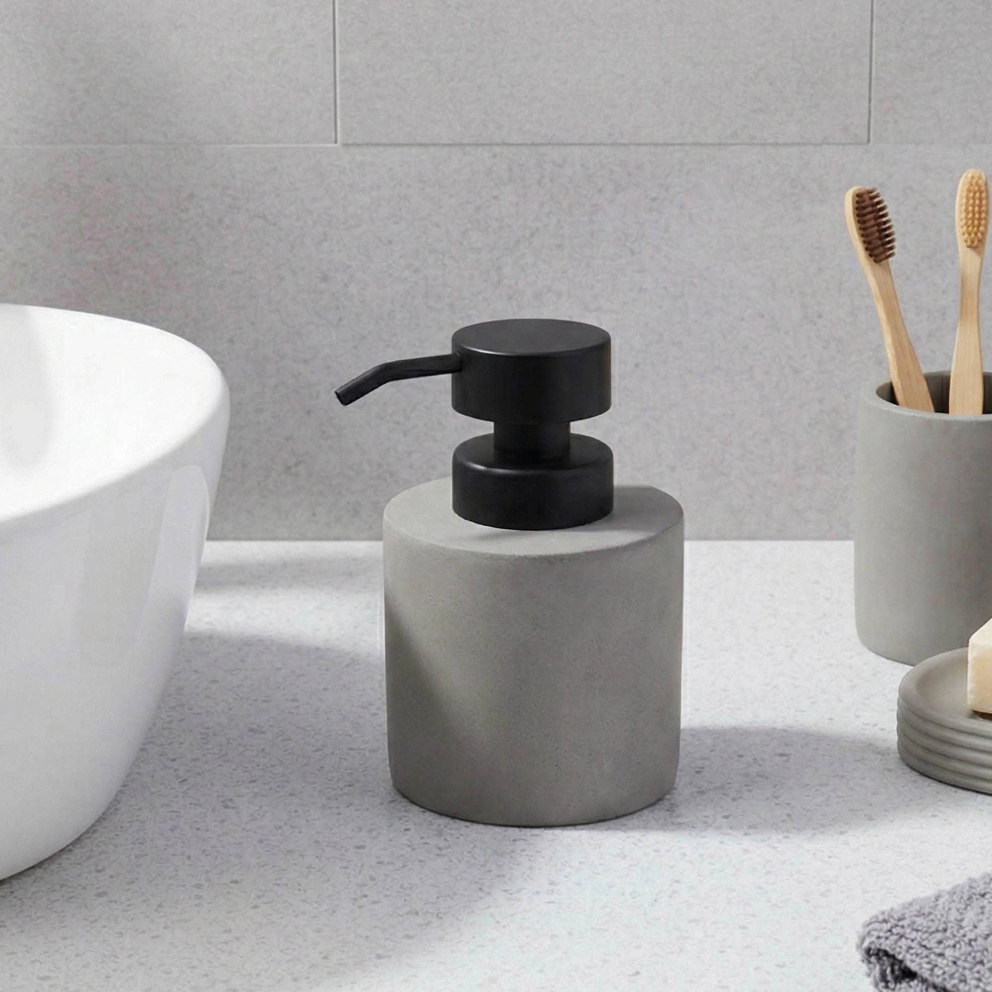 Evideco French Home Goods Cement Effect Pump Soap Dispenser - 10 oz, Matte Finish