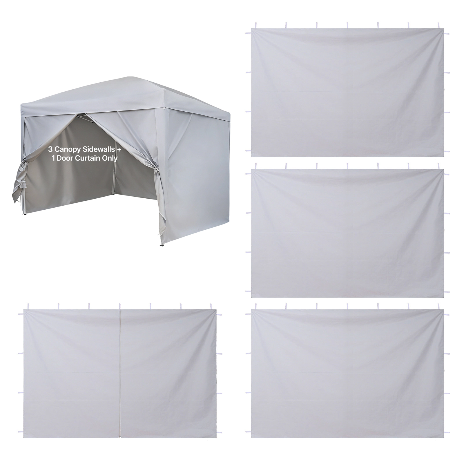 HONGGE 10x10 ft Canopy Sidewalls (Set of 4), Waterproof UV-Blocking Tent Side Walls for Pop Up Canopies, White