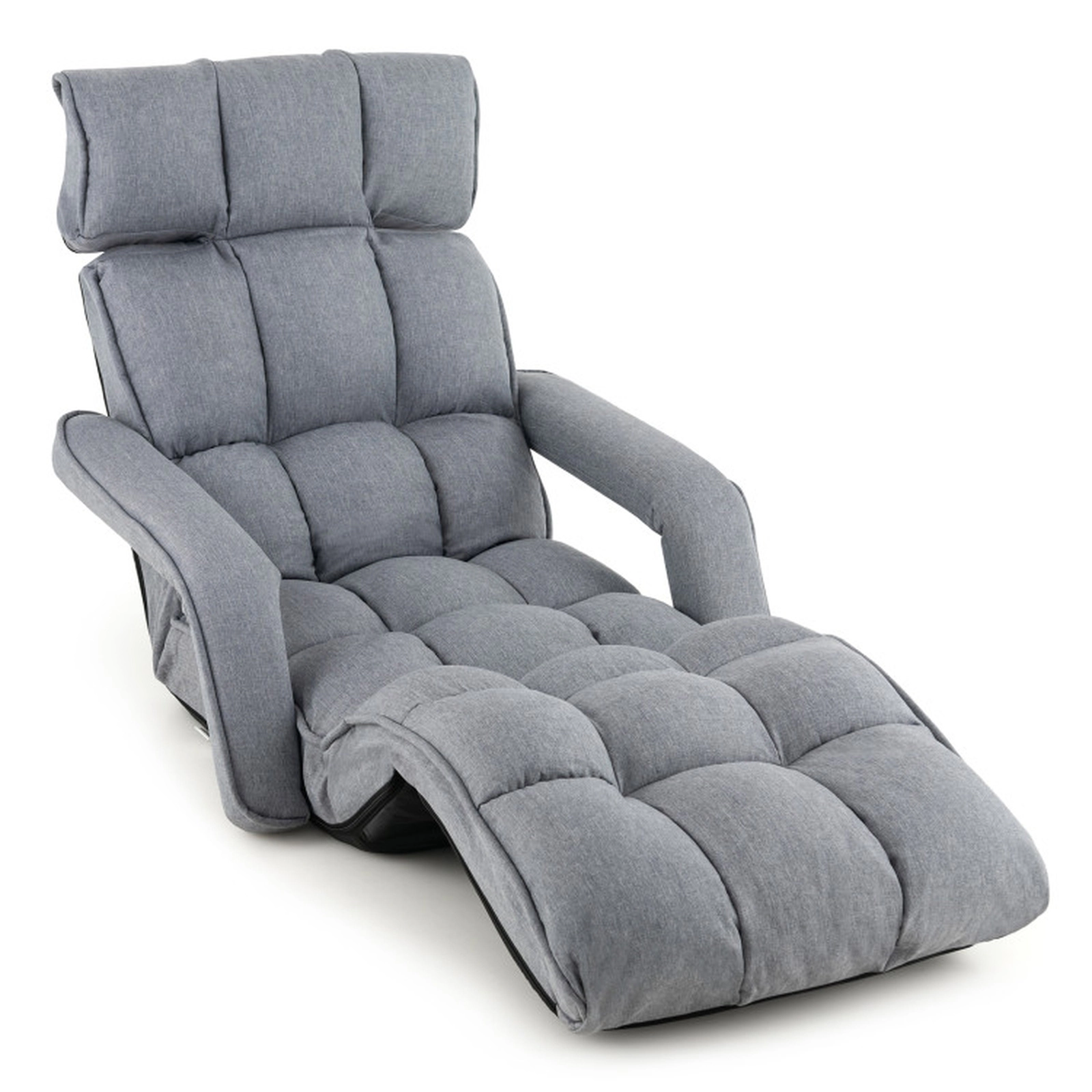 SUGIFT 6-Position Adjustable Floor Chair with Adjustable Armrests and 8-Position Footrest 300-Lb Capacity Gray/Dark Gray
