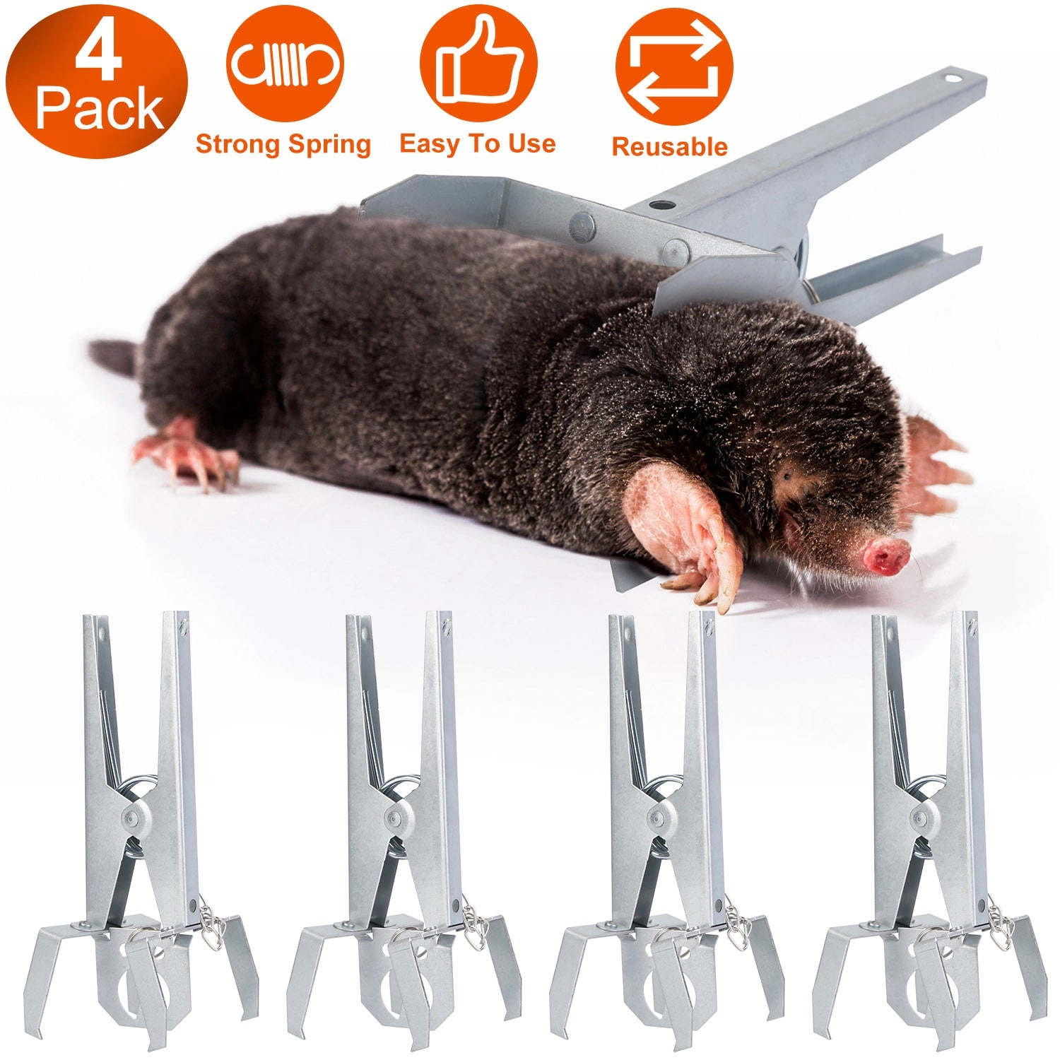 GBruno 4-Piece Scissor Jaw Mole Trap