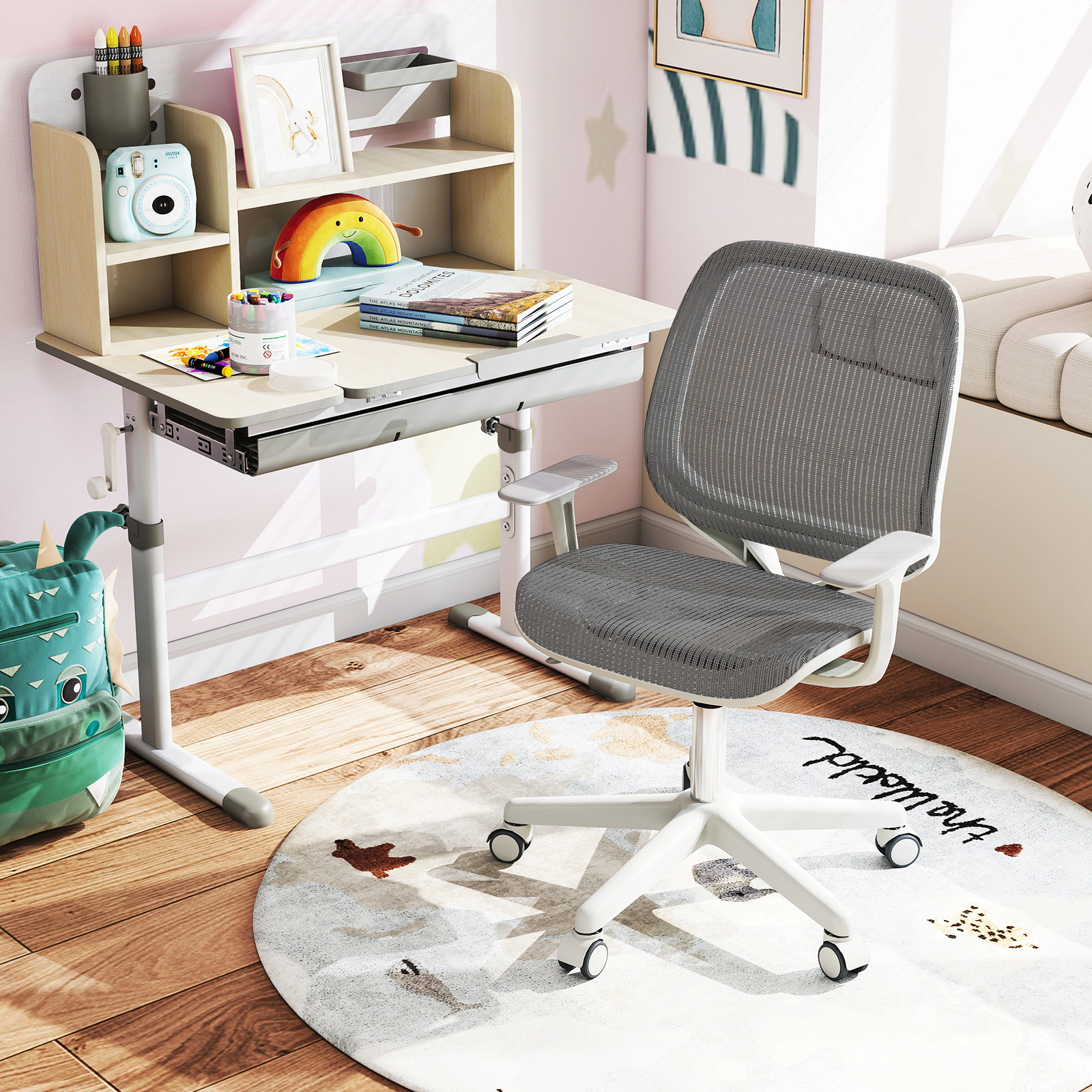 SUGIFT Adjustable Height for Ages 6-15 330-lb Swivel Mesh Kids Computer Chair