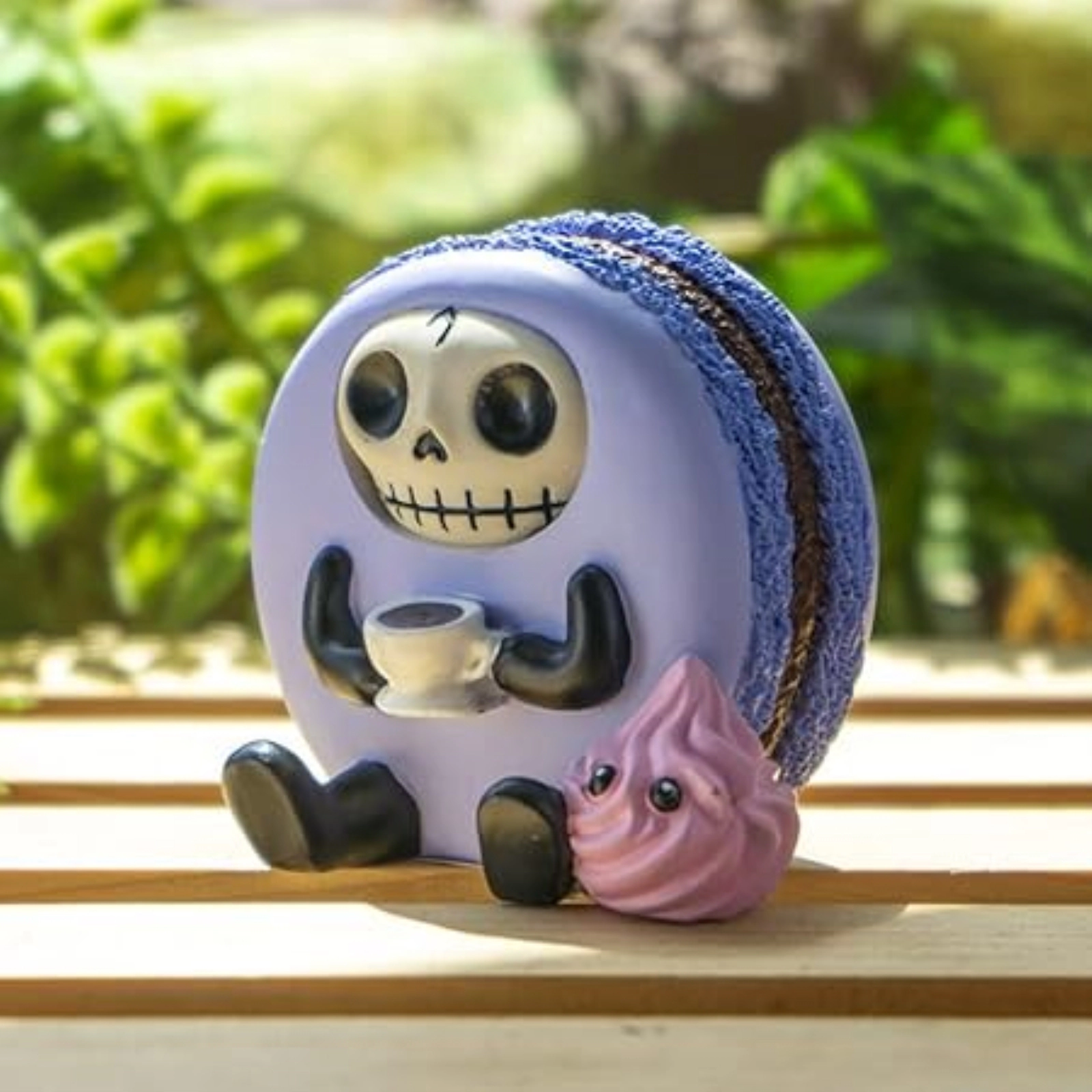 Pacific Giftware Furrybones Ronny The Lavender Purple Macaron With Coffee Cup Furry Bone Figurine