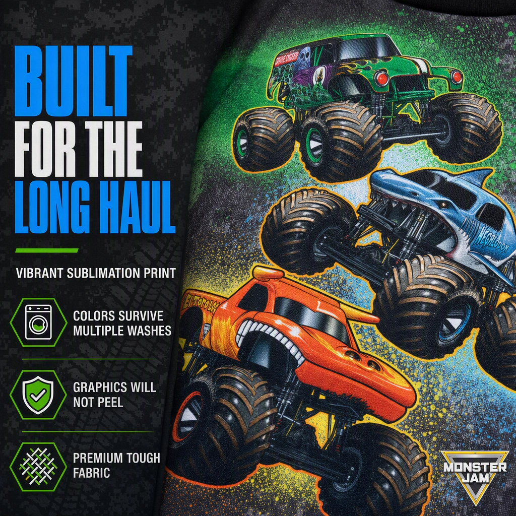 Monster Jam Boys' 2-Piece Pajama Top and Pants Set