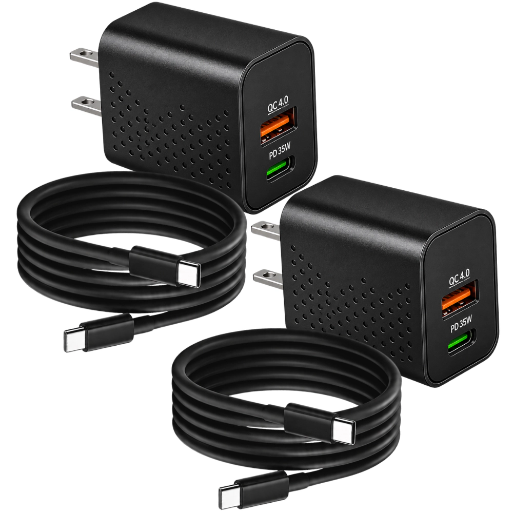 Qixxronics Super Fast Charger USB-C 35W 3FT USBC Cable for Samsung Galaxy, Motorola, OnePlus, LG,Table/iPad, iPhone 16/17/15 [2PCS]