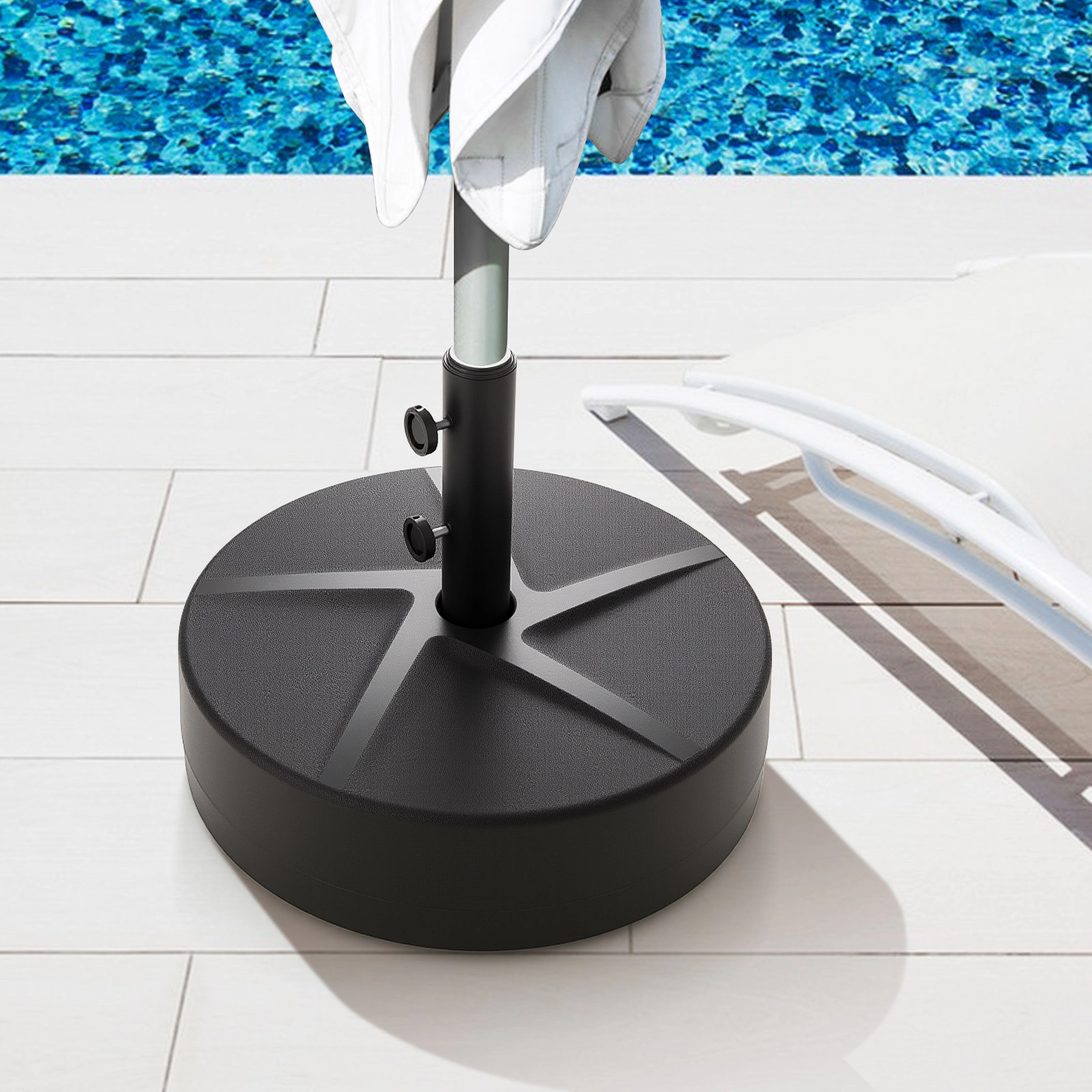 Slickblue Lightweight Fillable Patio Umbrella Base with Metal Support Pole Black