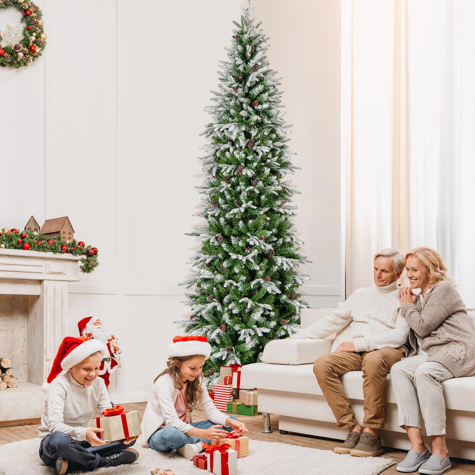 SlickBlue Green and White Artificial Christmas Tree for Home
