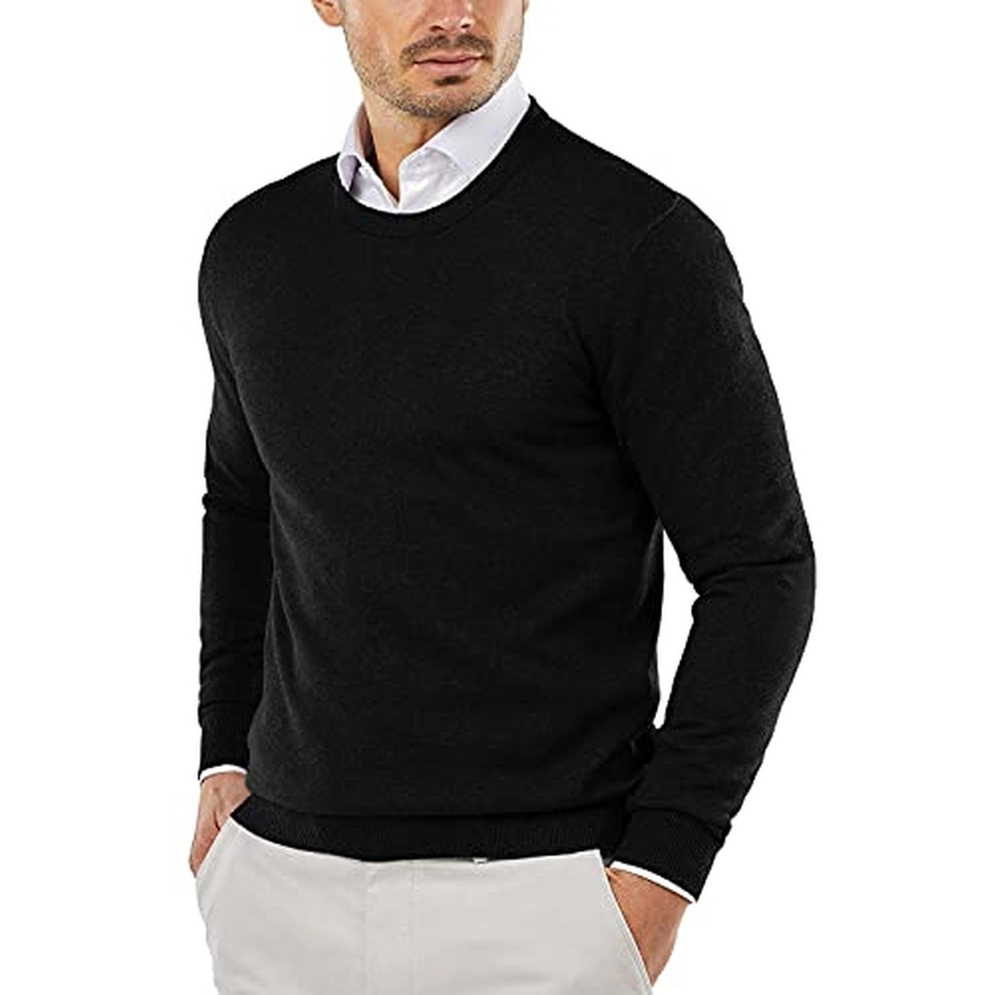 COOFANDY Mens Classic Crew Neck Sweater Long Sleeve Ribbed Pullover Casual Tops