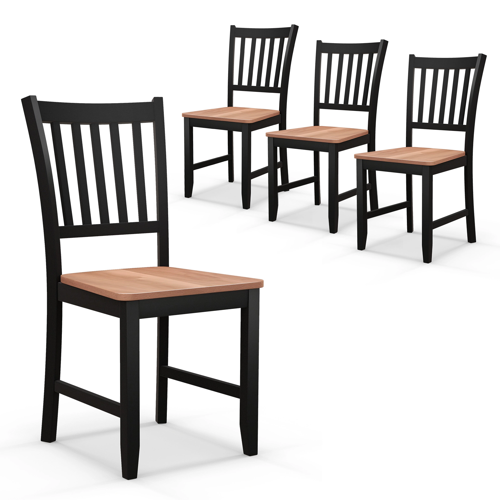 SUGIFT Spindle Back Dining Chairs 275-Lb Capacity 17.5-in Seat Height Black Base and Walnut Seat