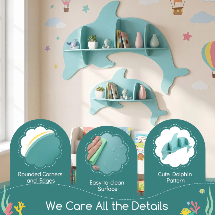 Hivvago Floating Dolphin Shelves Wall Mounted Storage Display Rack