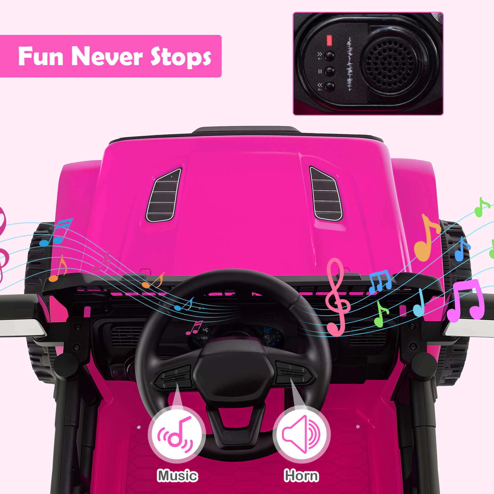 Costway 12V Kids Ride on Truck Car Battery Powered Electric Vehicle with Remote Control Black