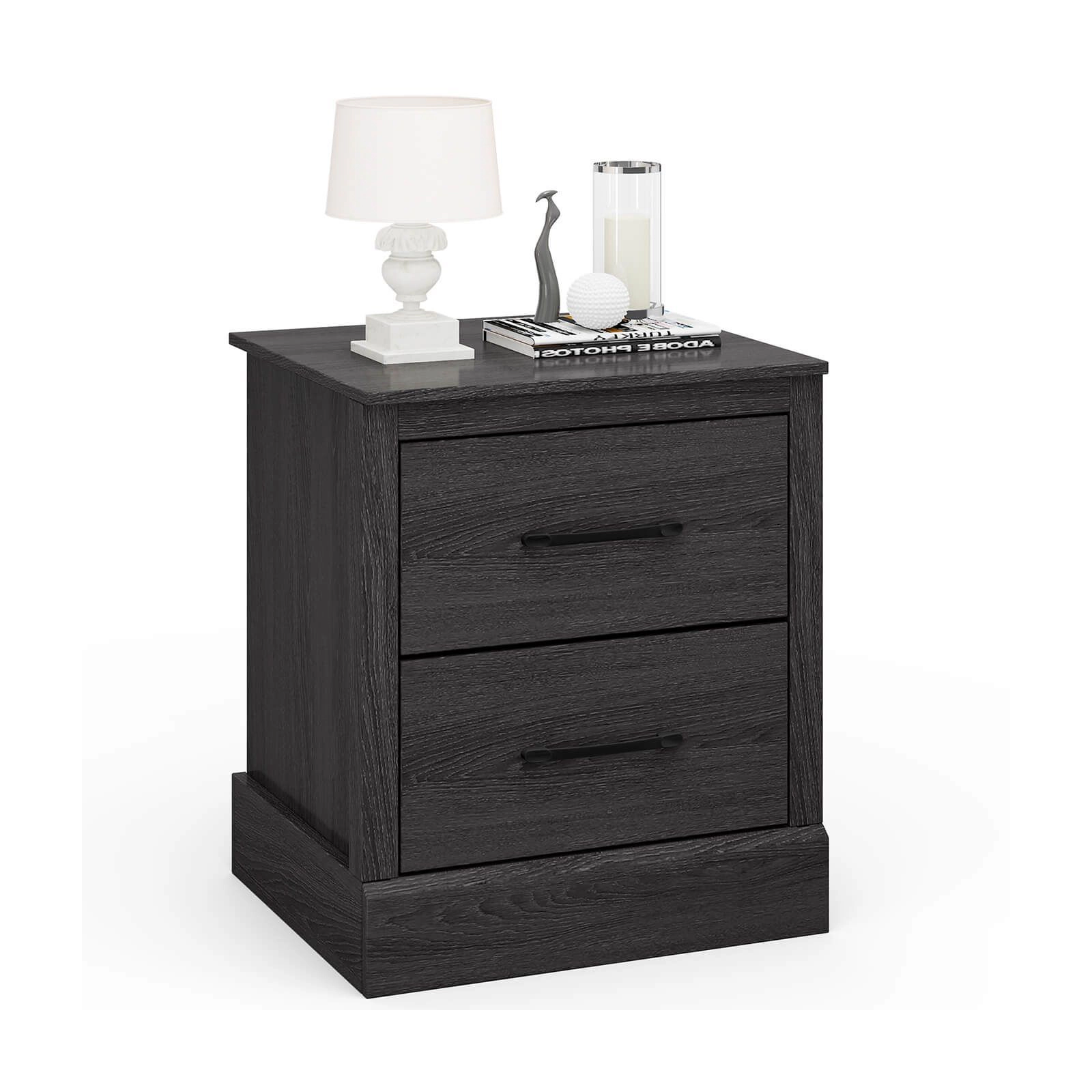 SlickBlue Farmhouse 2-Drawer Nightstand with Storage Cabinet