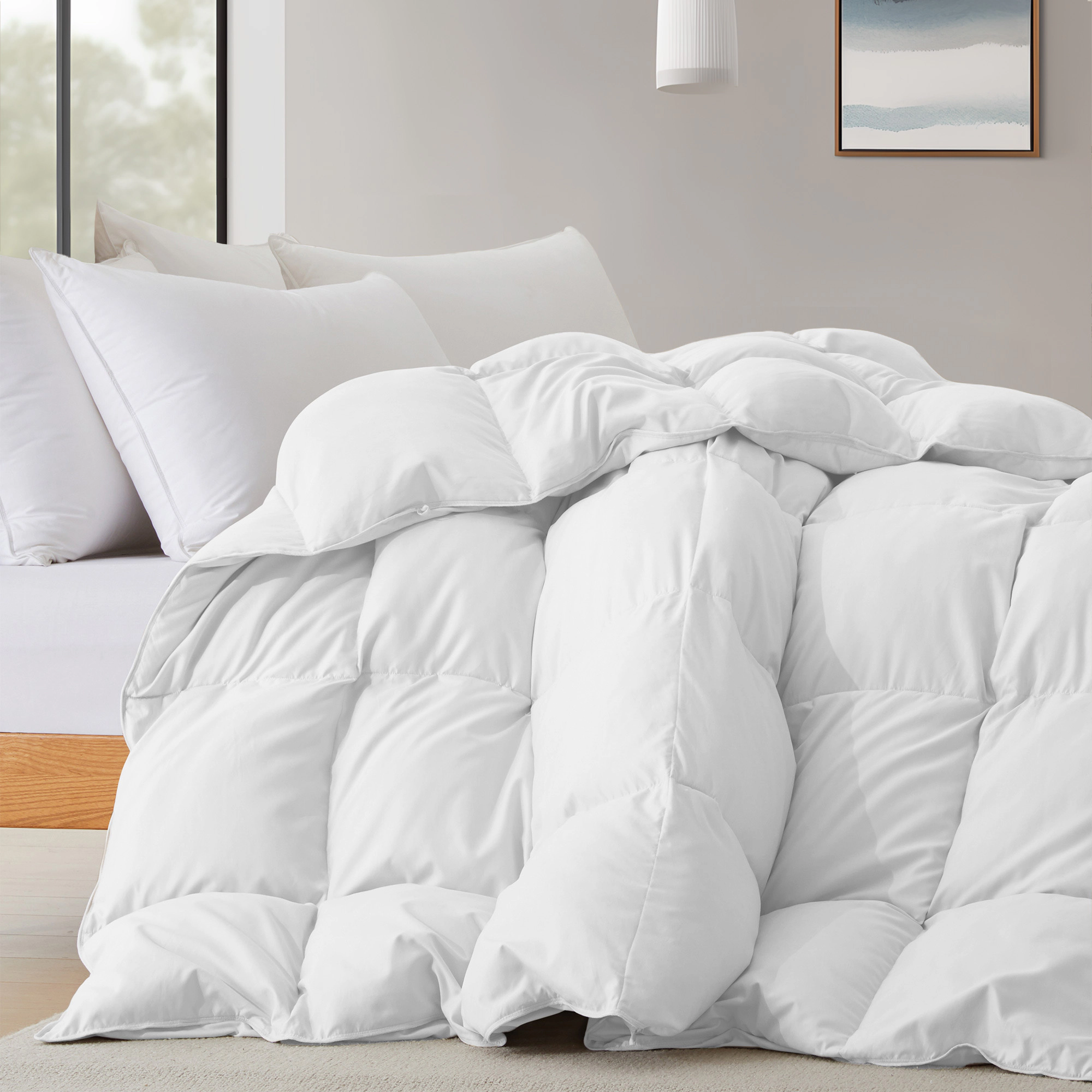 Unikome All Seasons Warmth Premium White Goose Feather Down Fiber Comforter