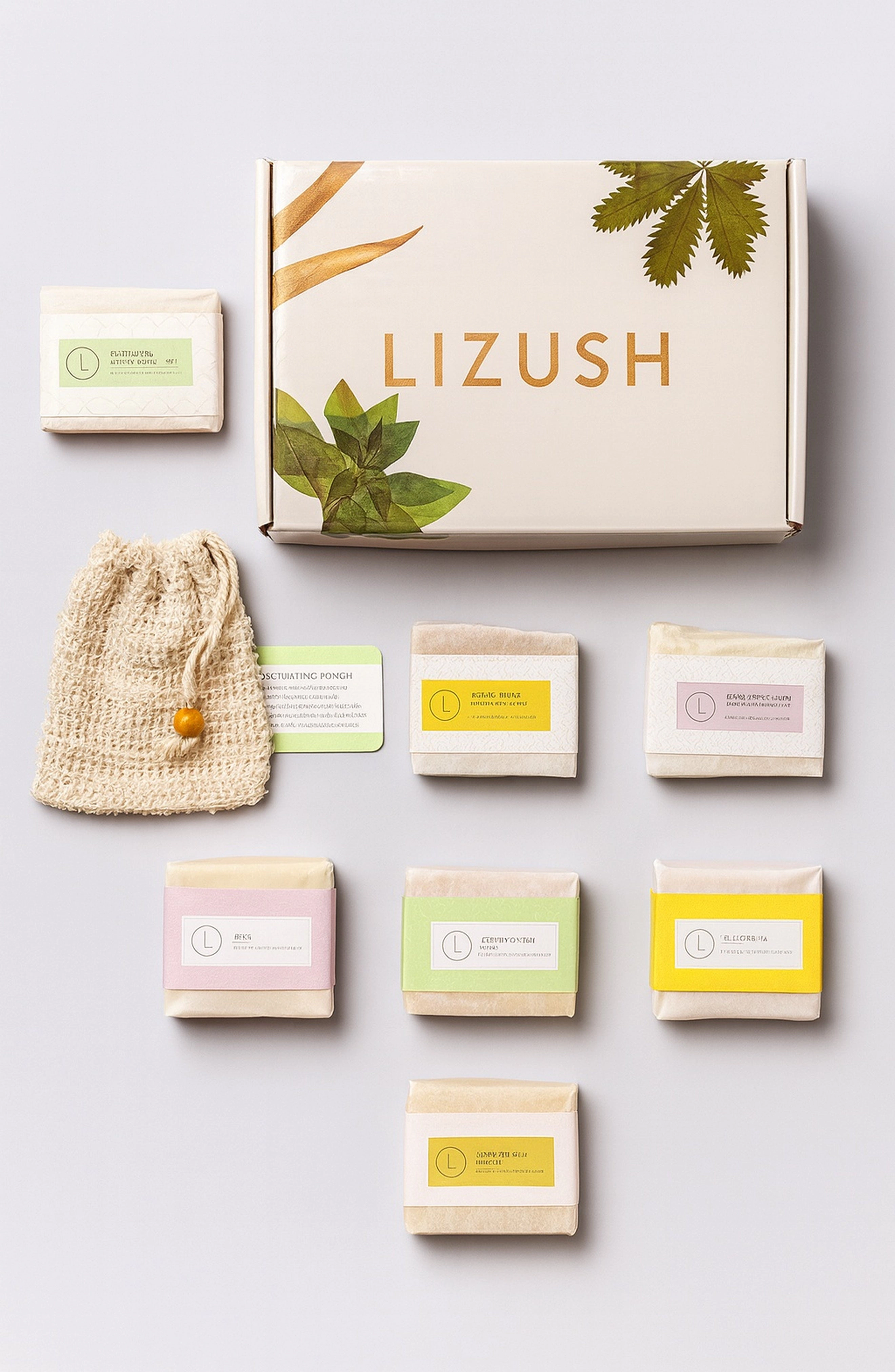Lizush  6-Piece Handmade Cold-Process Natural Soap Gift Set - Assorted 4 oz Bars