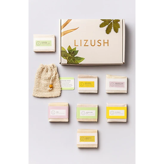 Lizush  6-Piece Handmade Cold-Process Natural Soap Gift Set - Assorted 4 oz Bars