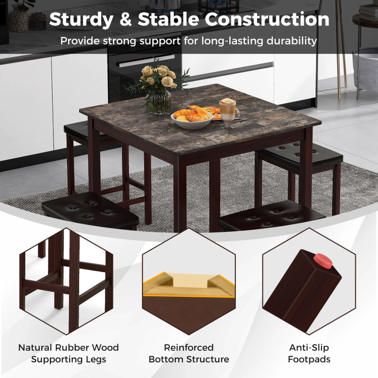 Hivvago 5-Piece Bar Table Set Counter-Height Dining And 4 Stools