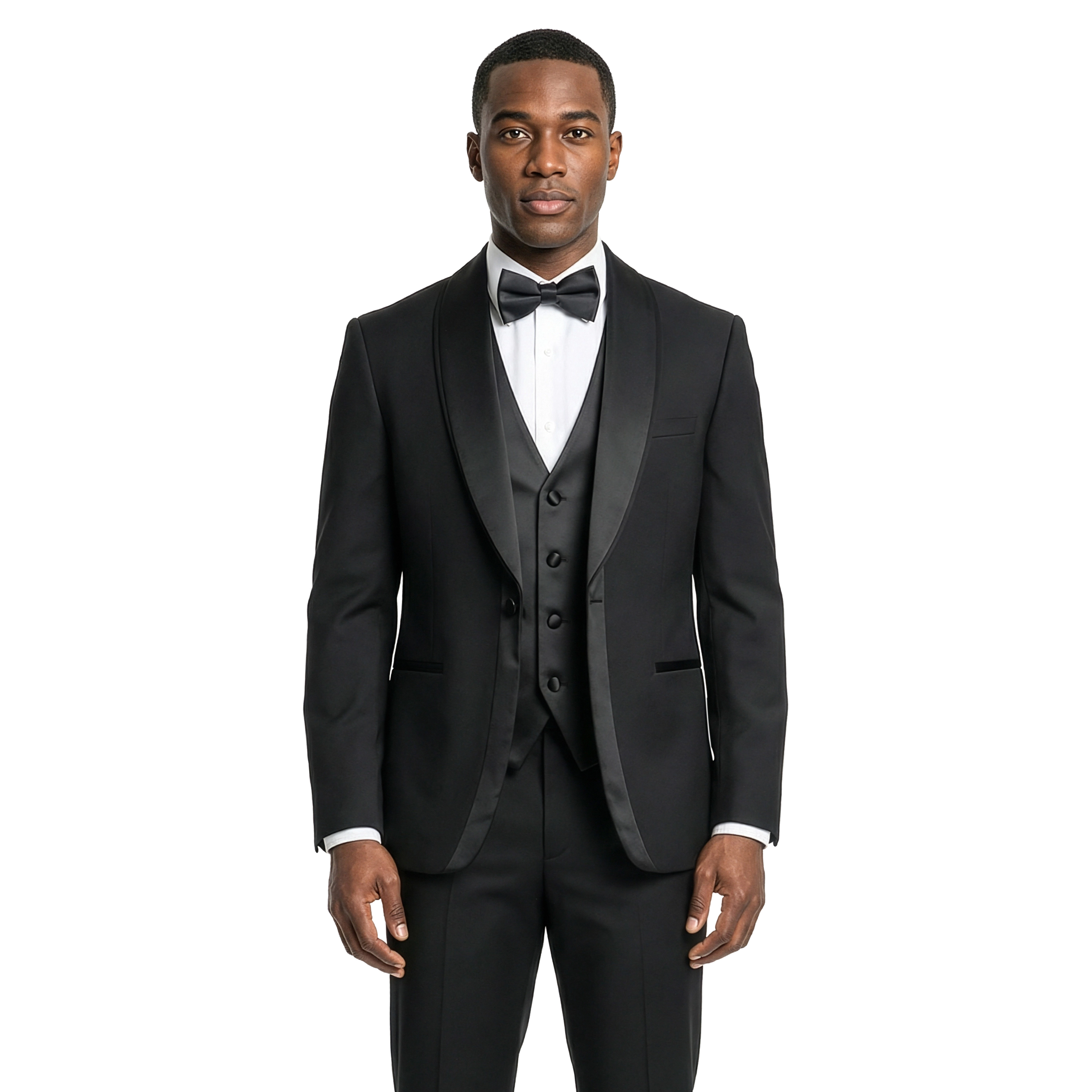 Tazzio Men's Skinny Fit Layered Satin Shawl Collar 3pc Tuxedo Set