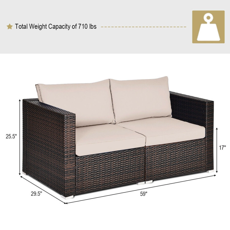 Hivvago 2 Pieces Patio Rattan Sectional Conversation Sofa Set
