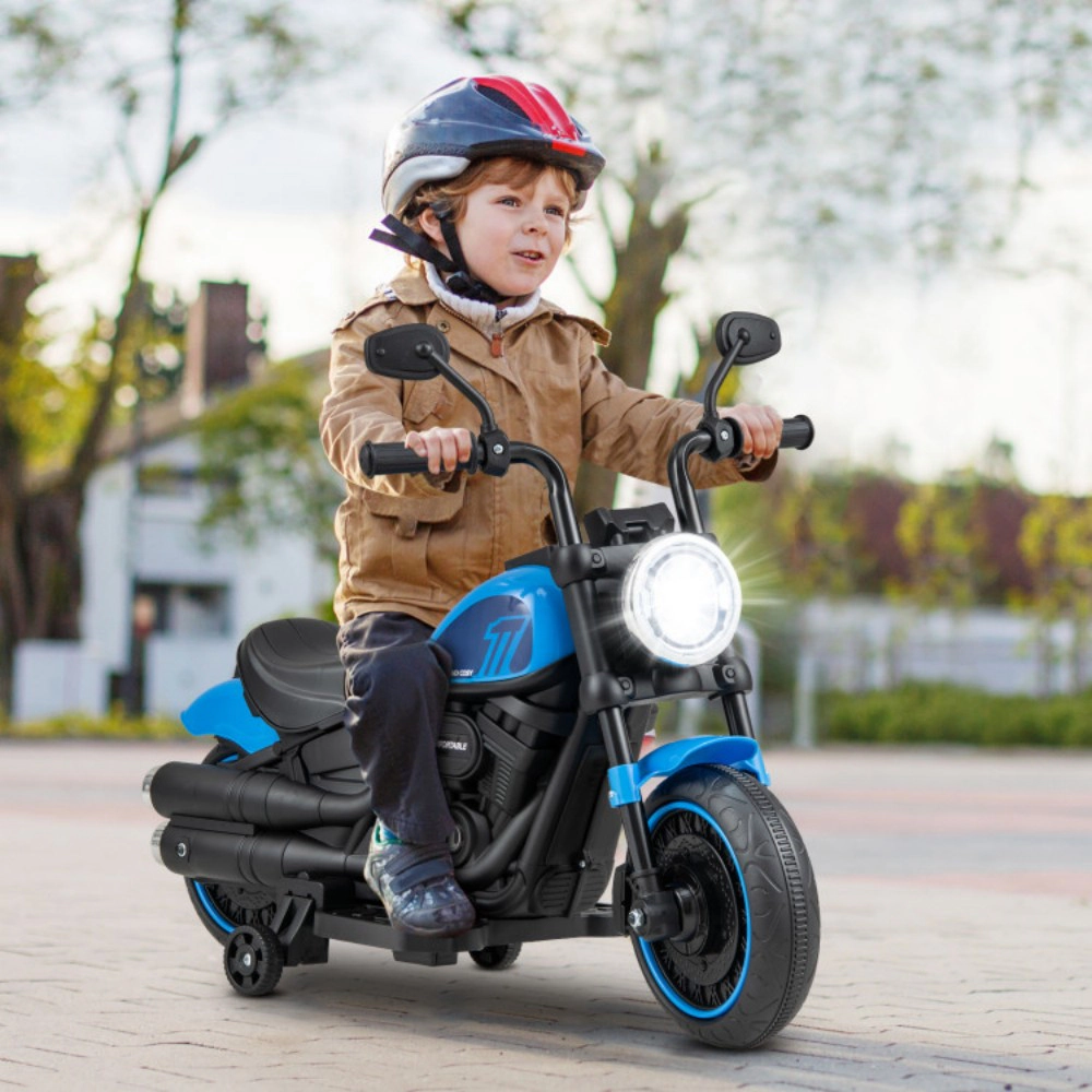 SUGIFT Removable Training Wheels and LED Headlight 6V Kids Electric Motorcycle