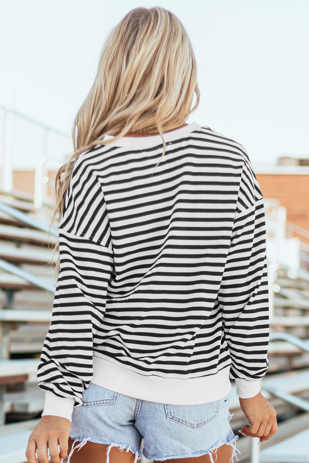 Threaded Pear Women's Amara Stripe Oversized Sweatshirt