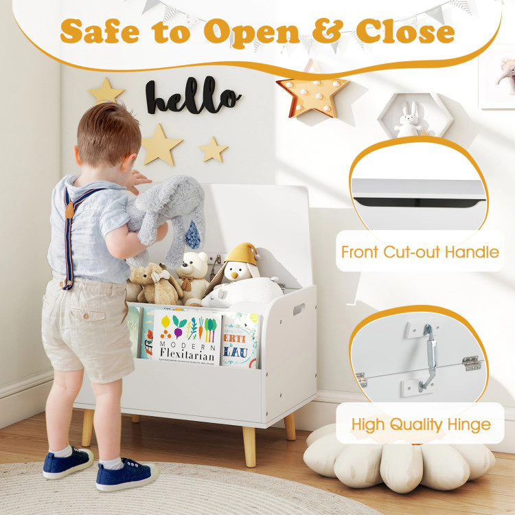 Hivvago Kids Toy Storage Bench With Front Bookshelf And 4 Wood Legs