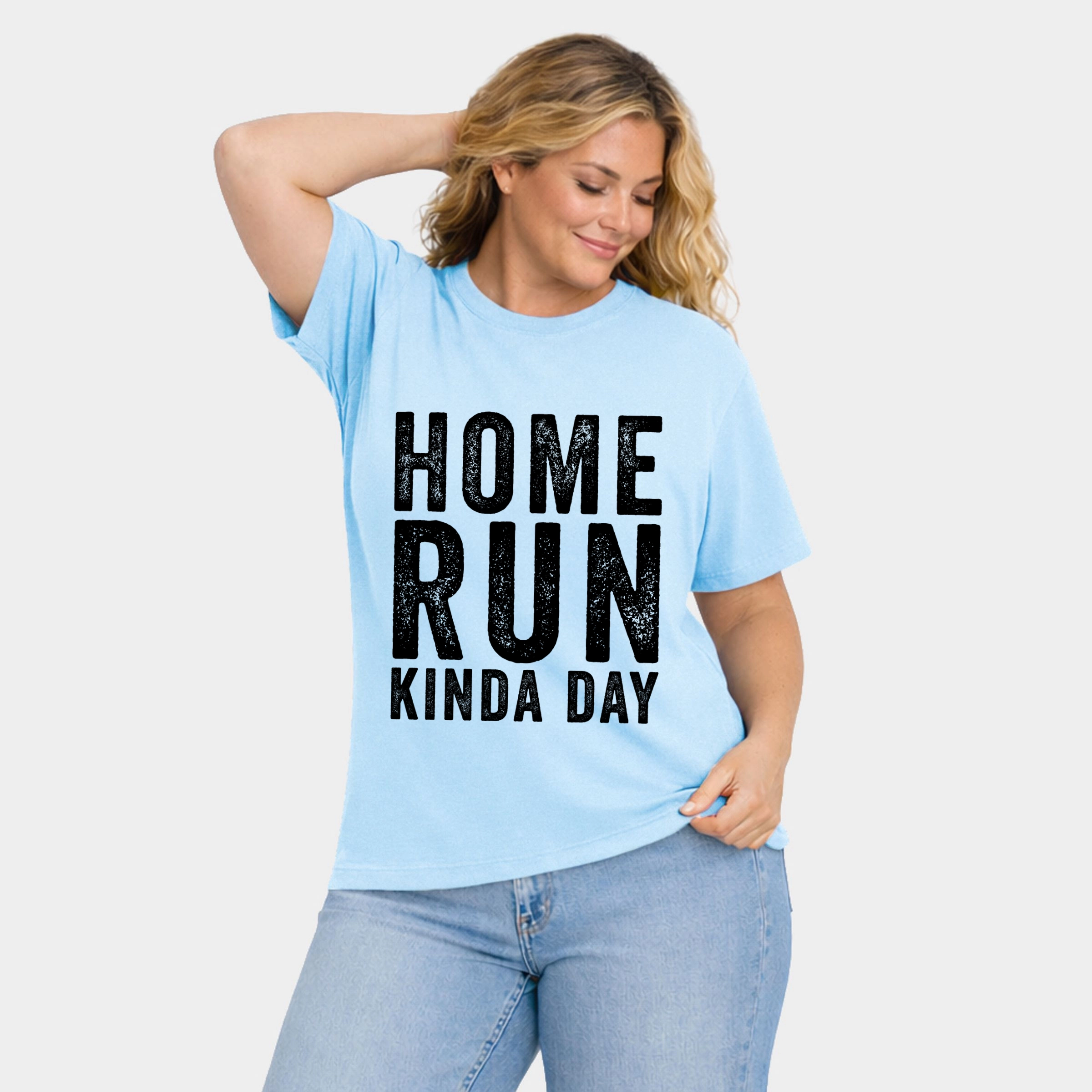 Simply Sage Market - Home Run Kinda Day Women's Plus Sized Garment Dyed Graphic T-Shirt
