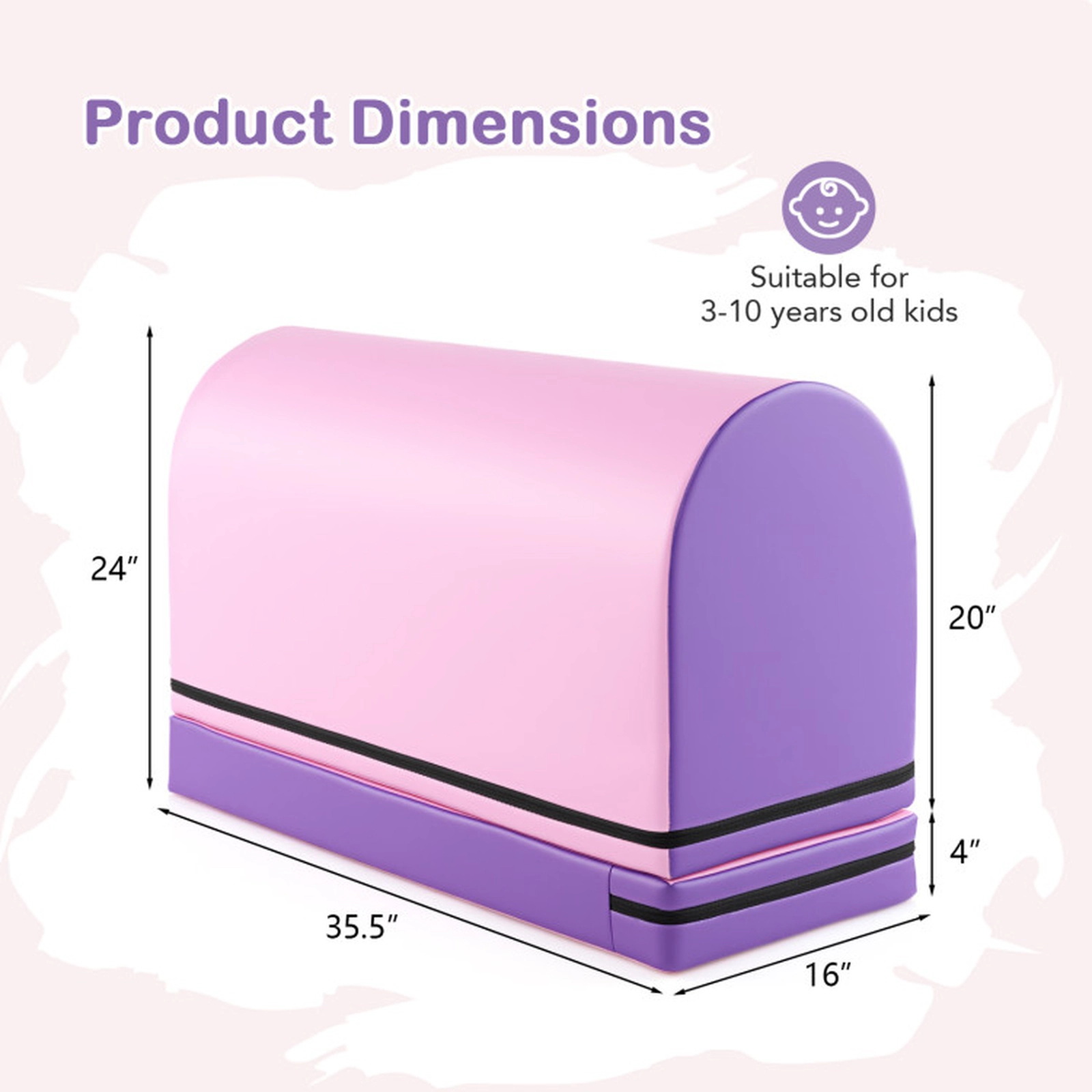 SUGIFT 35.5-in PU Leather Gymnastics Vaulting Box with Detachable 4-in Heightening Pad and Carry Handle