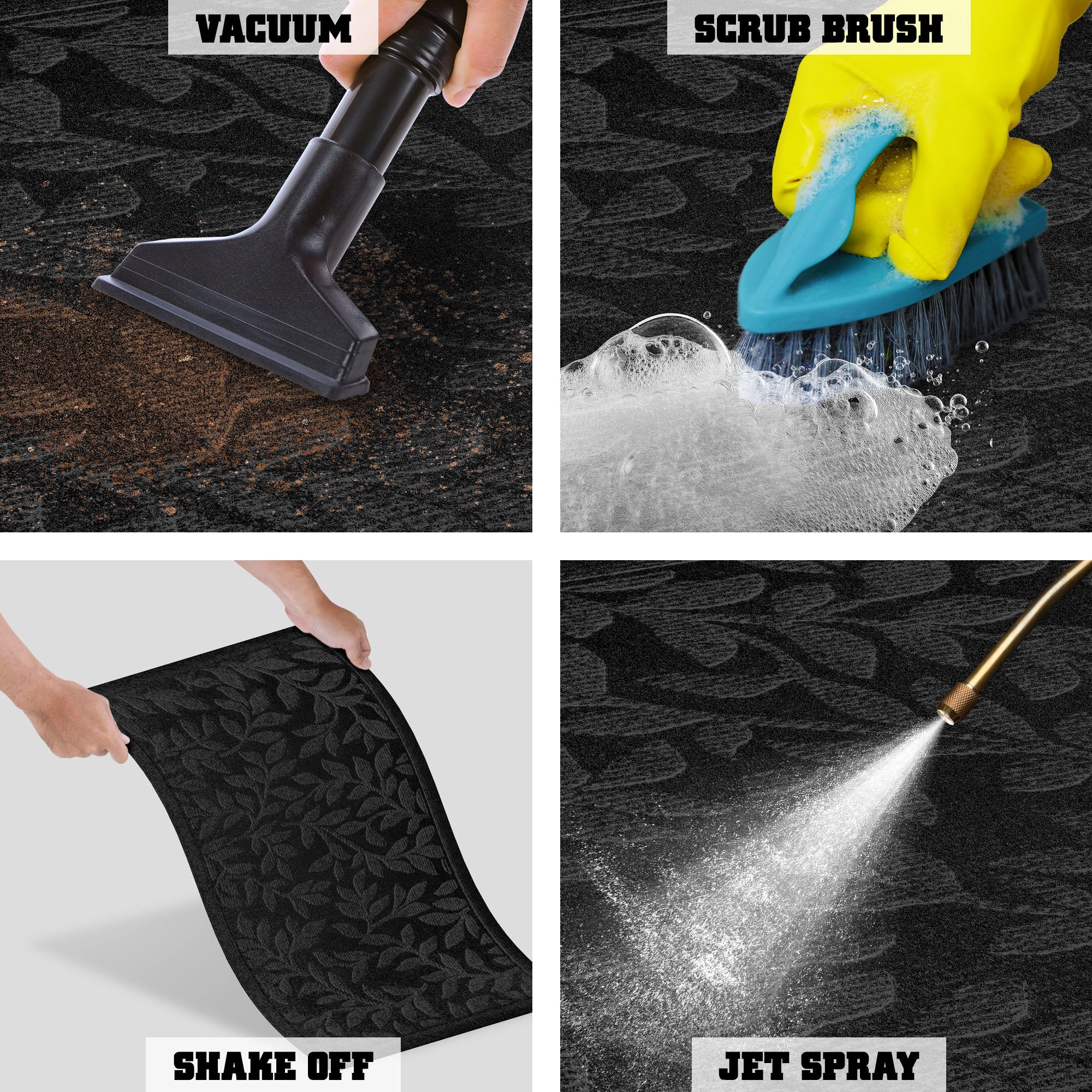 G128 29.5 x 17 in Front Door Mat, Polypropylene, Non-Slip Rubber Backing, Low-Profile Black