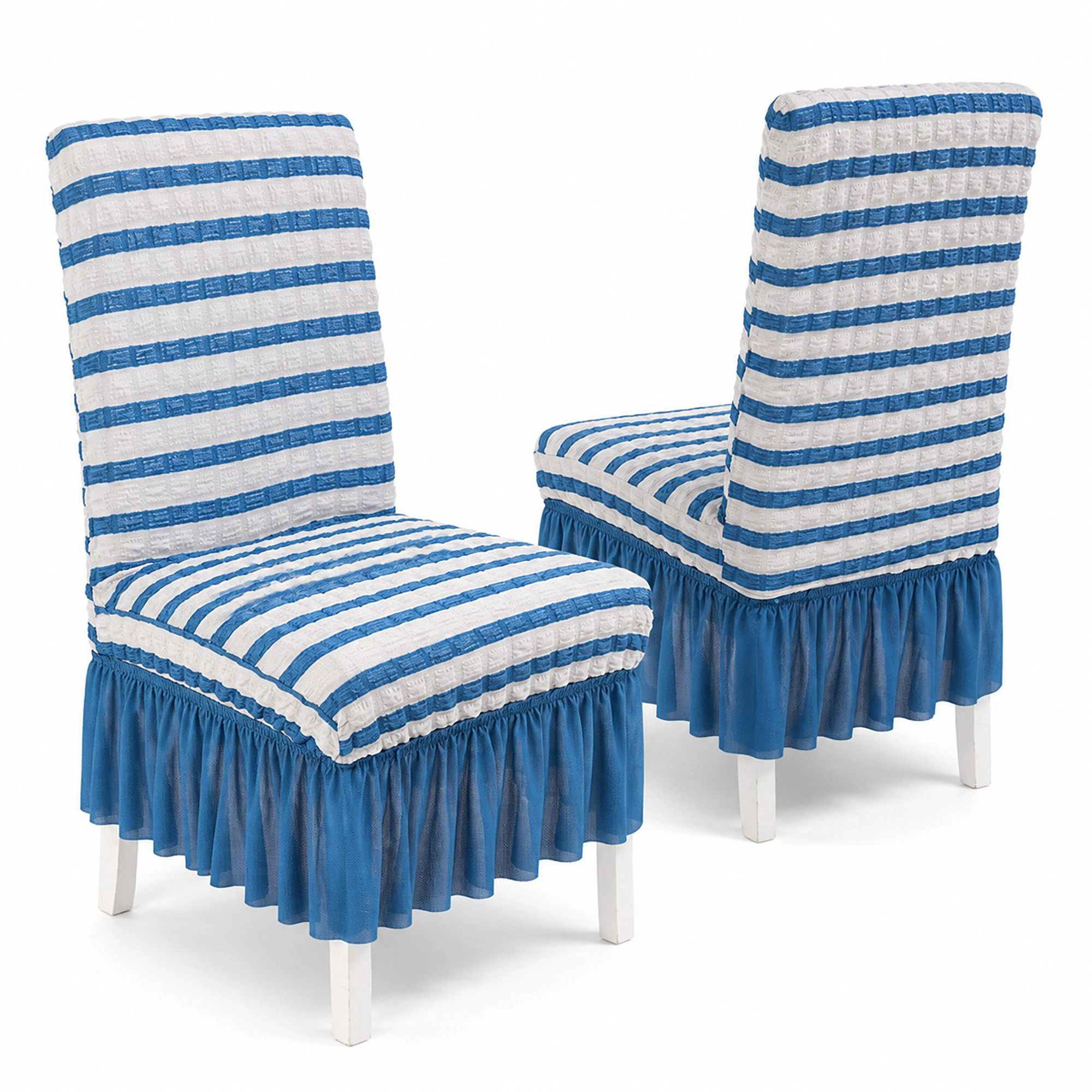 Alilang 2 Pack Textured Stretch Dining Chair Covers with Ruffled Skirt