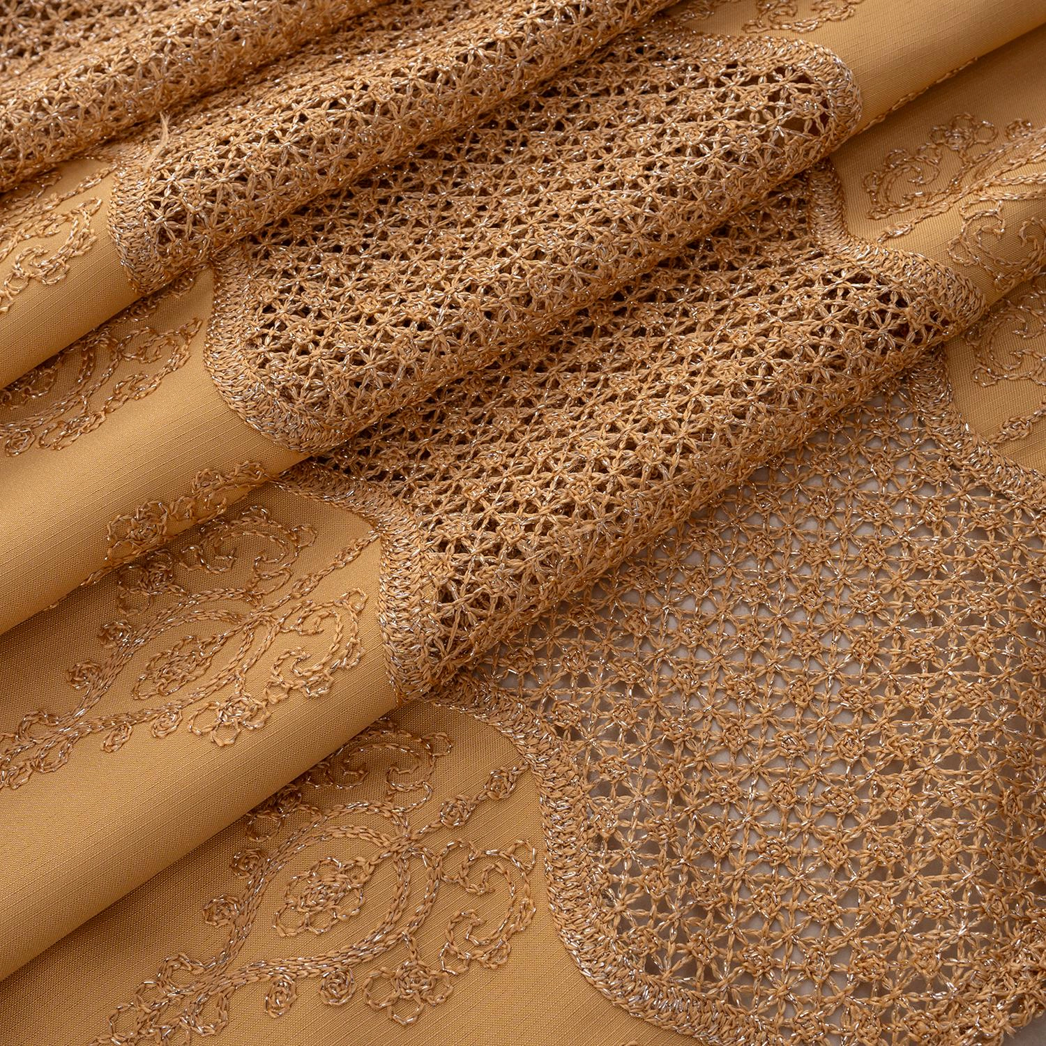 RT Designers Collection Debbie Macrame Construction 3" Rod Pocket Curtain Panel 54" x 84" Gold/Gold