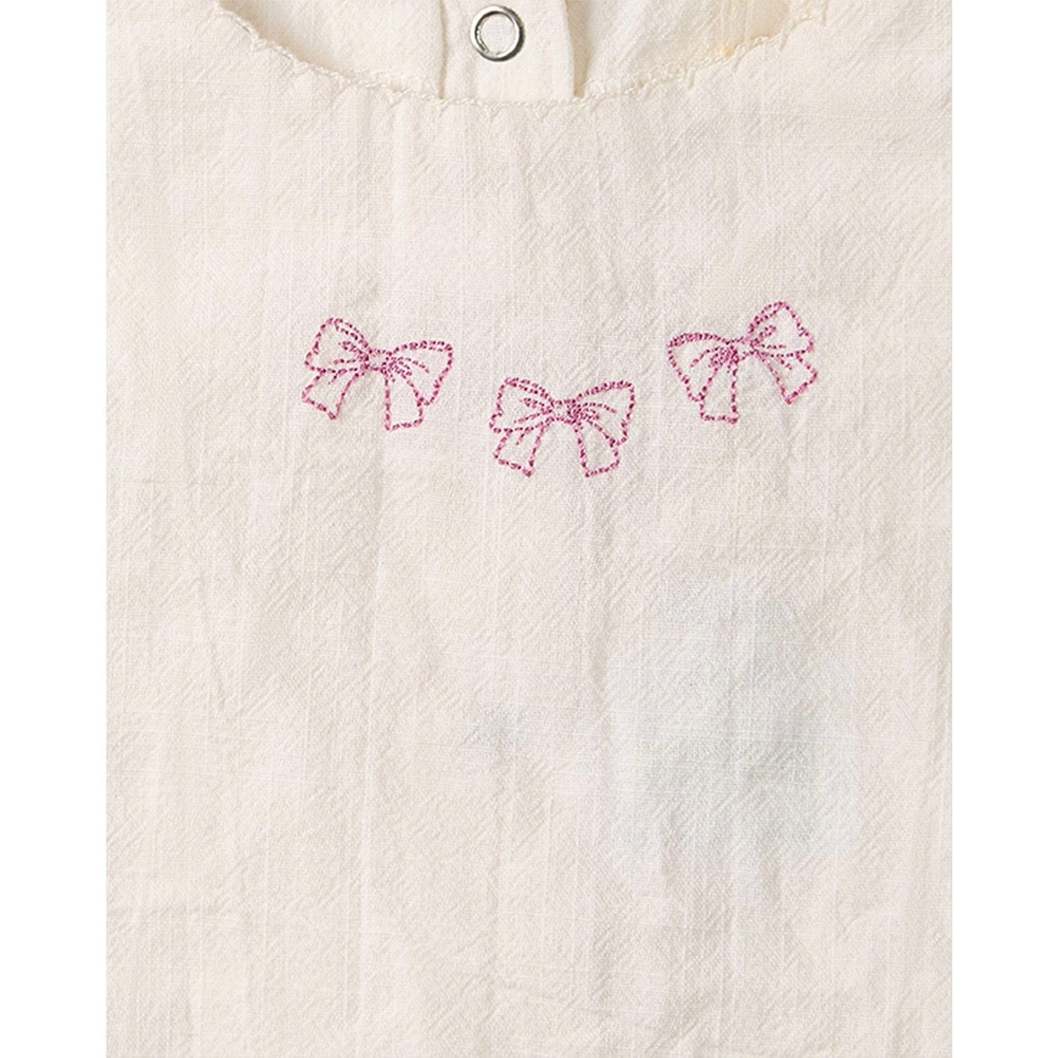 Memoi Girls "The Most Perfect Bows" Embroidered Cotton Short-Sleeve Dress