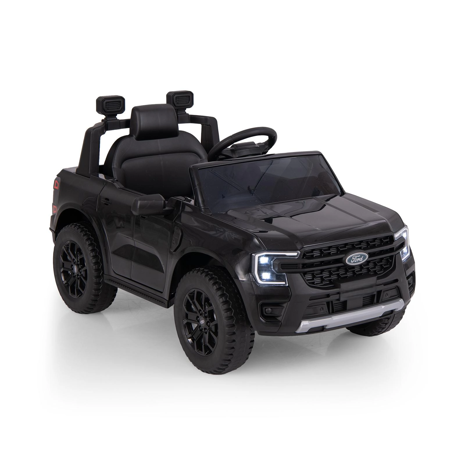 SUGIFT 12V Black Kids Ride-On Truck with Licensed Ford Ranger Body Remote Control and Music 66-lb Rider