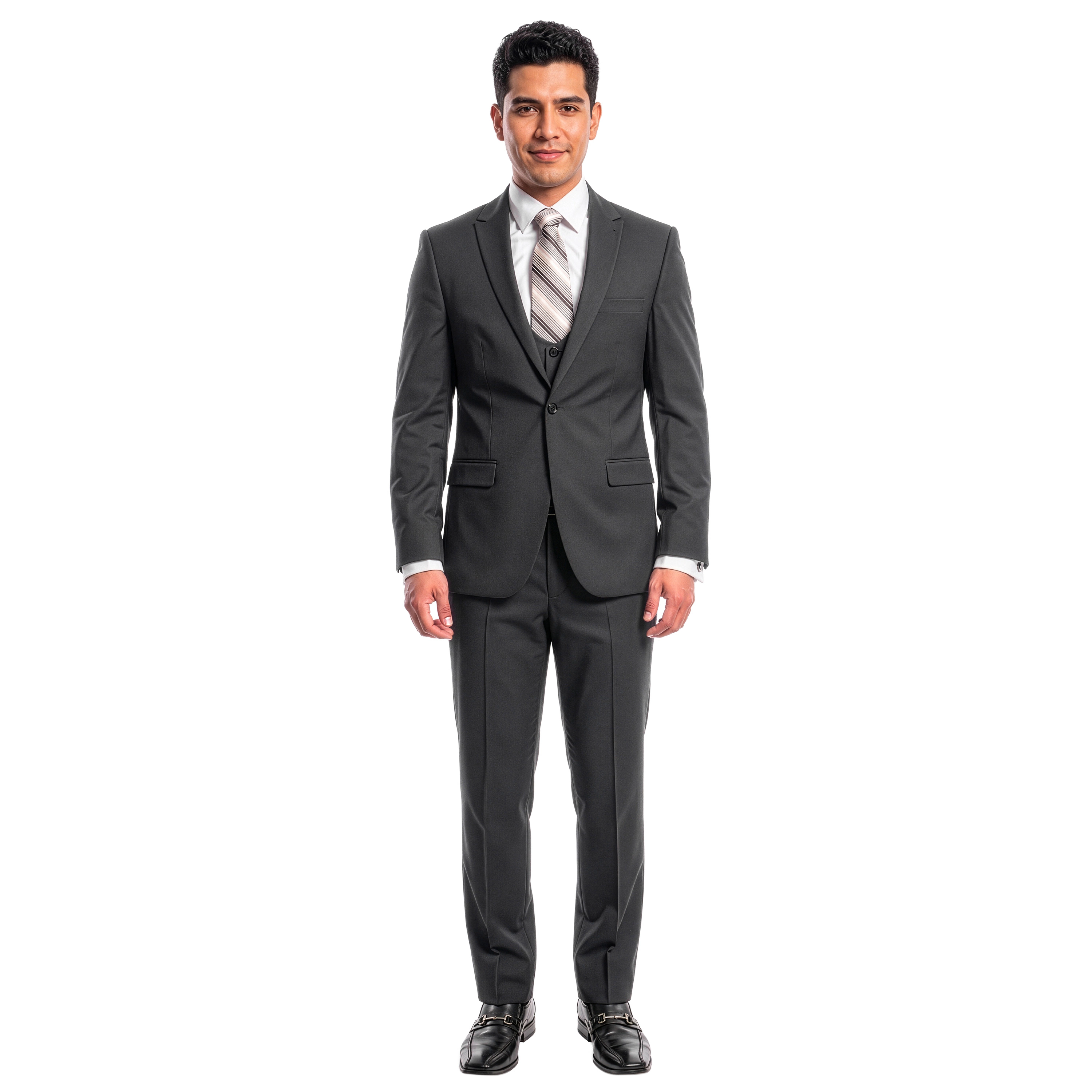 Tazzio Mens Ultra Slim Fit 3pc Suit Set, Premium Textured Stretch Fabric